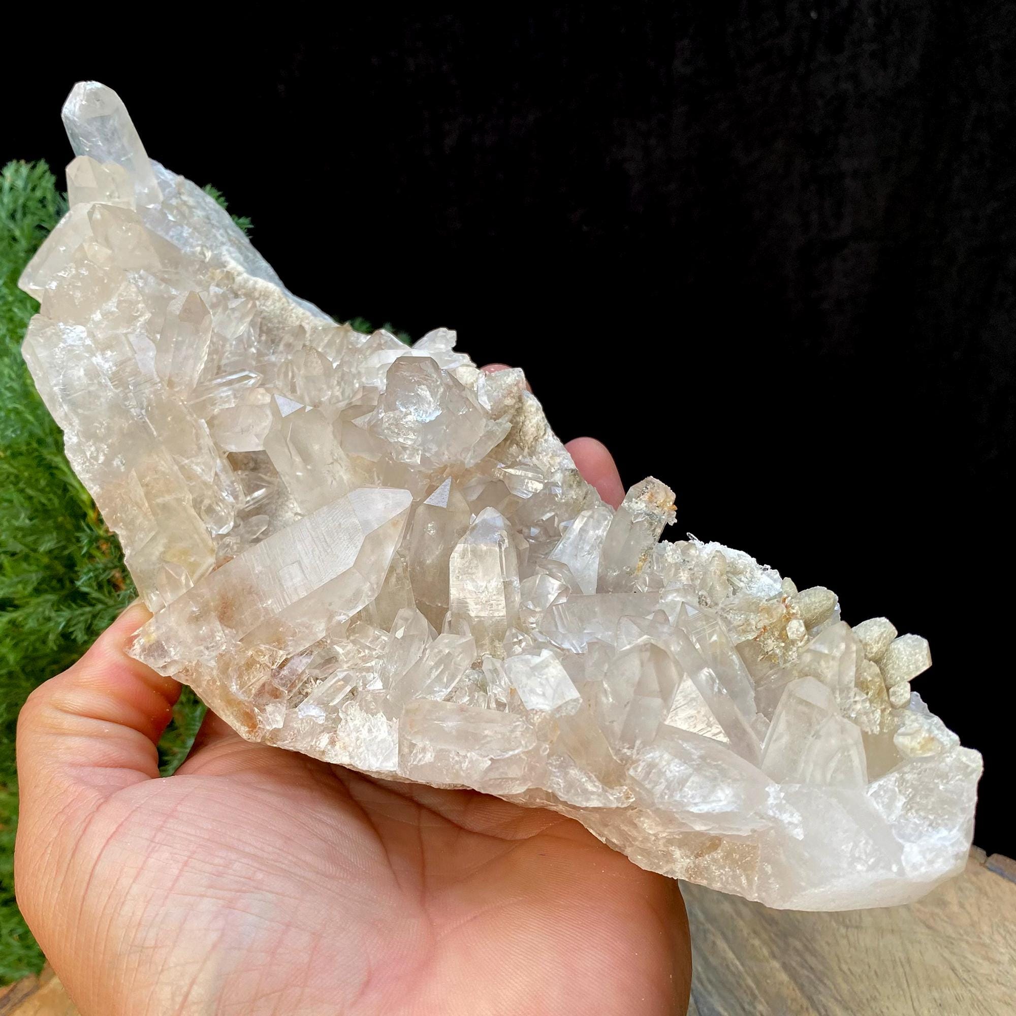 Himalayan Quartz White Phantom Quartz Crystal Cluster, 780gm Natural Mineral Specimen Rough