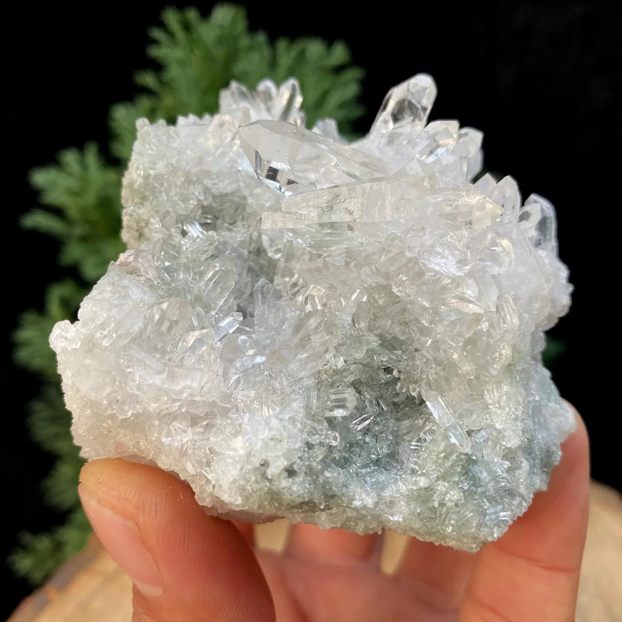 Green Chlorite Quartz Crystal Cluster: Raw Himalayan Healing Mineral, 335gm Himalayan Quartz