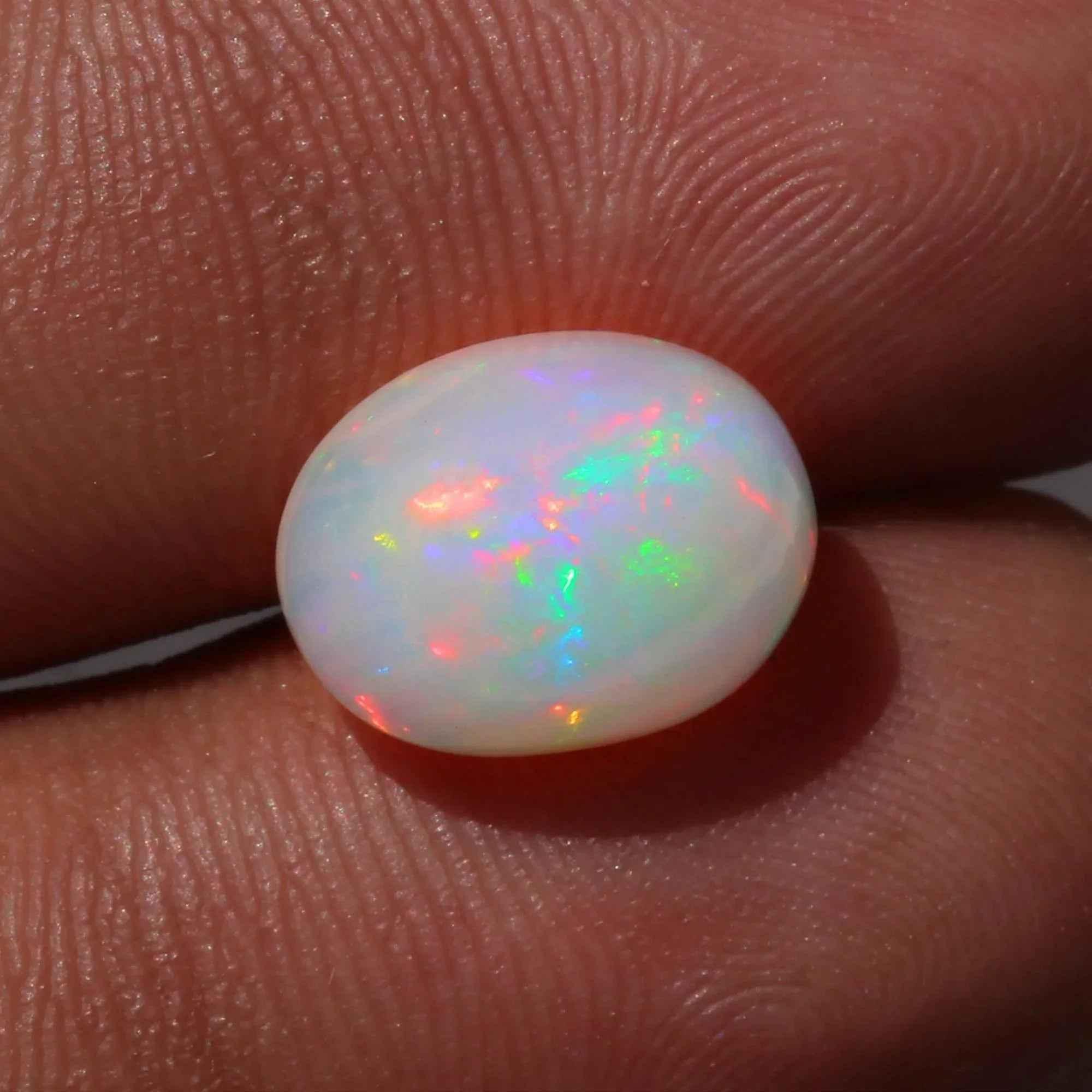 3.21 Carat Ethiopian Opal Cabochon - White Fire Oval Gemstone 9x12mm loose gemstones