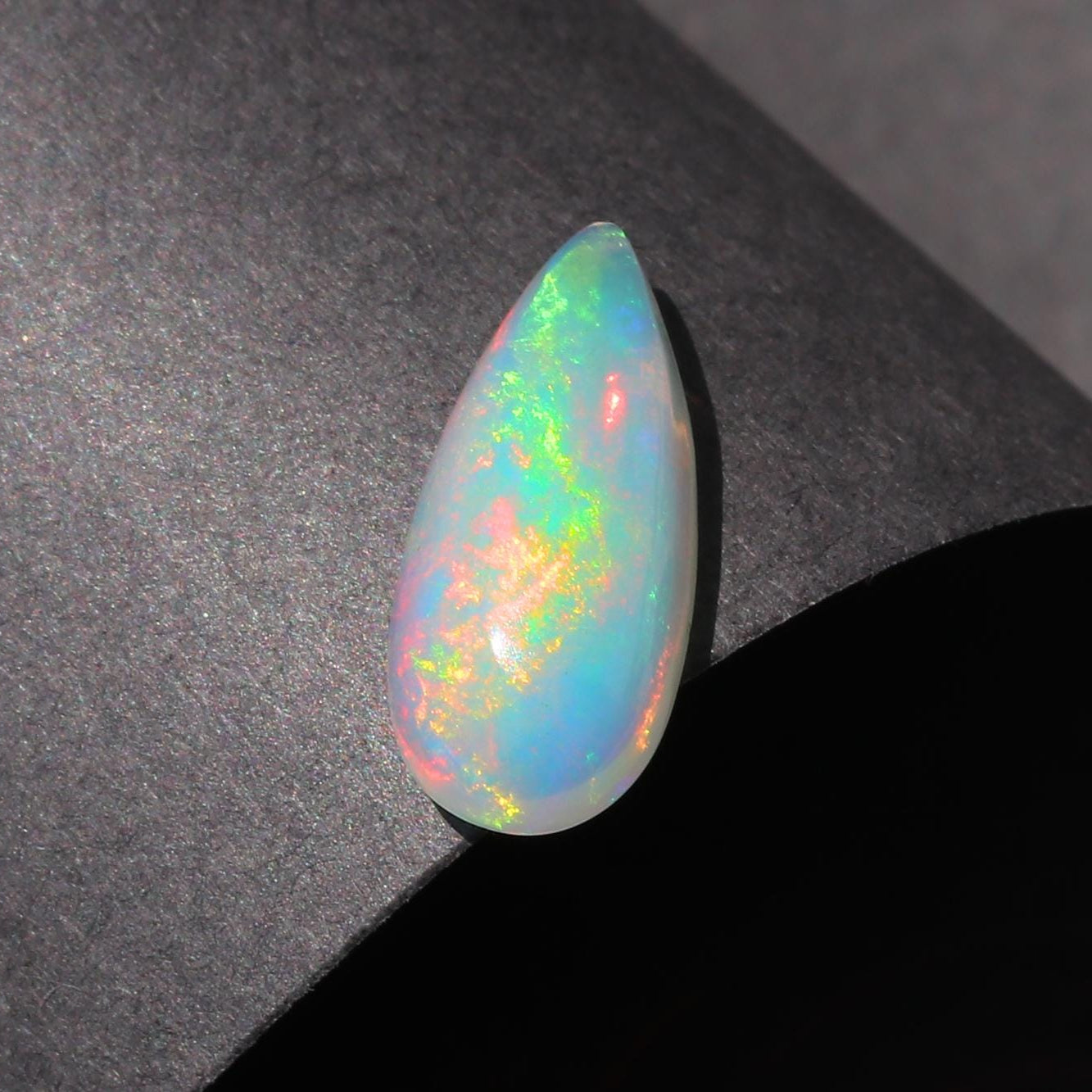 Welo Ethiopian Opal Gemstone: Pear Cabochon, 2.4 ct Natural Fire Opal