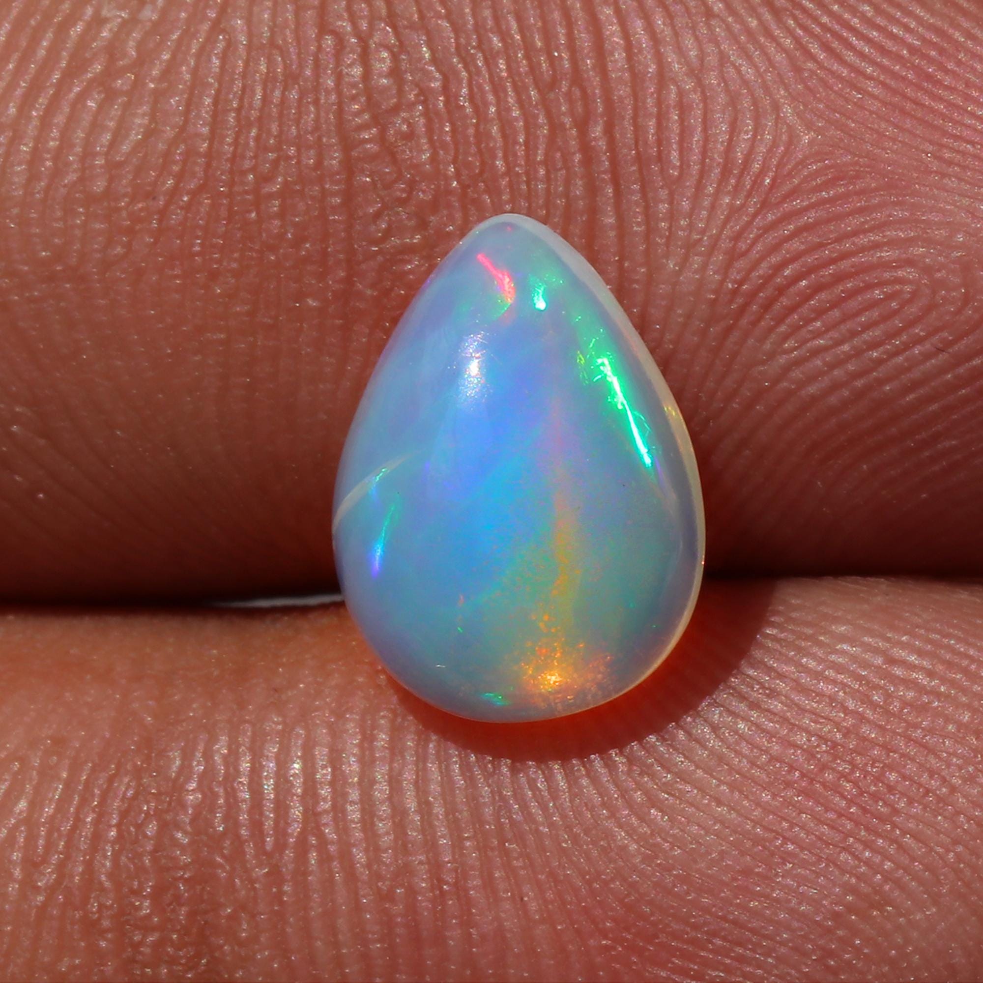 Pear Ethiopian Welo Opal Cabochon: Natural Gemstone for Jewelry Making (2.28 ct, 9x12mm