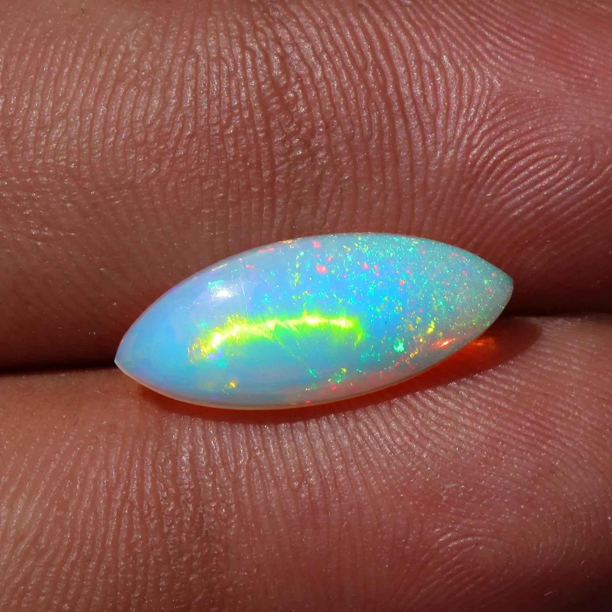 White Ethiopian Opal Cabochon - 2.45 Carat Marquise Fire Opal Gemstone loose gemstones