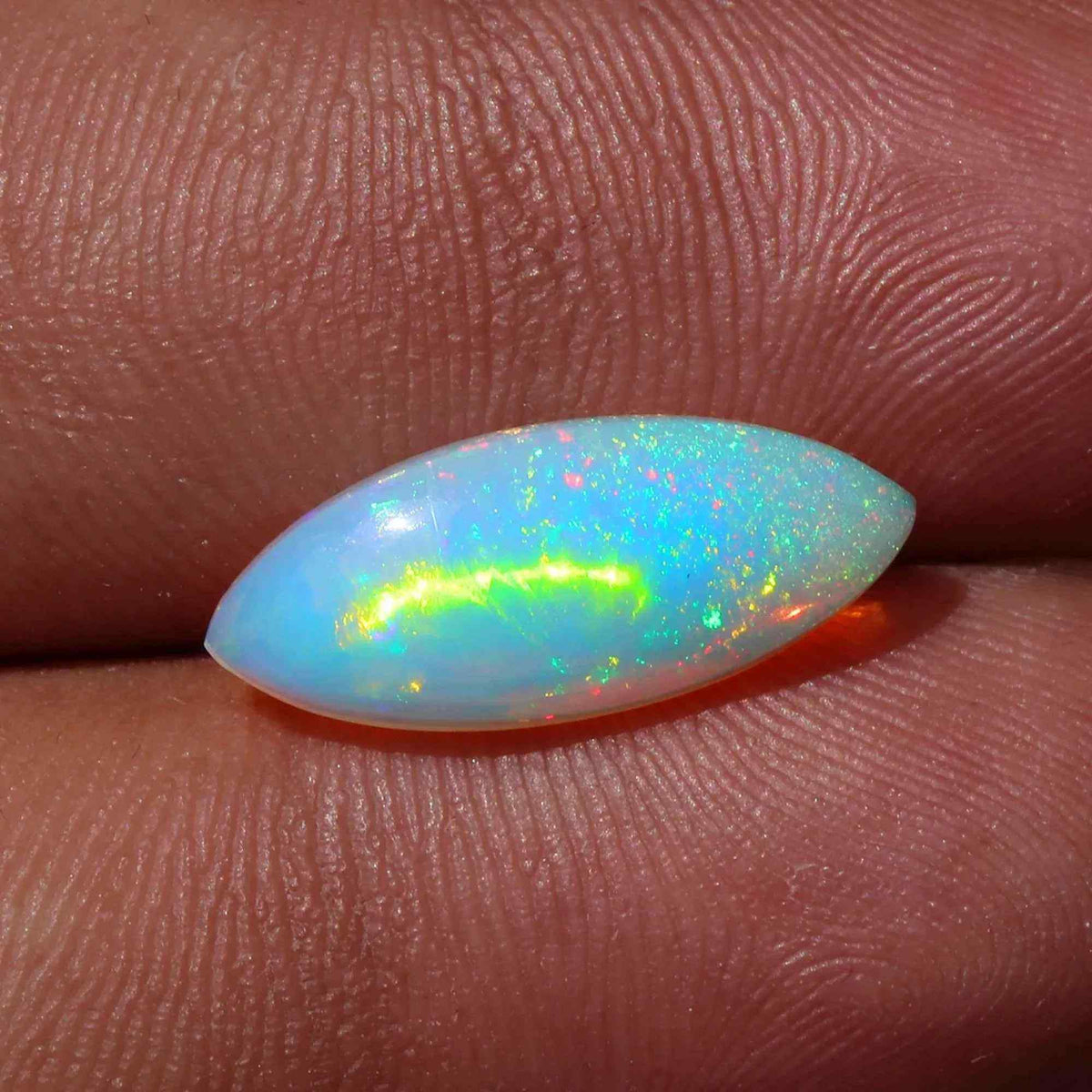 White Ethiopian Opal Cabochon - 2.45 Carat Marquise Fire Opal Gemstone Loose Gemstones