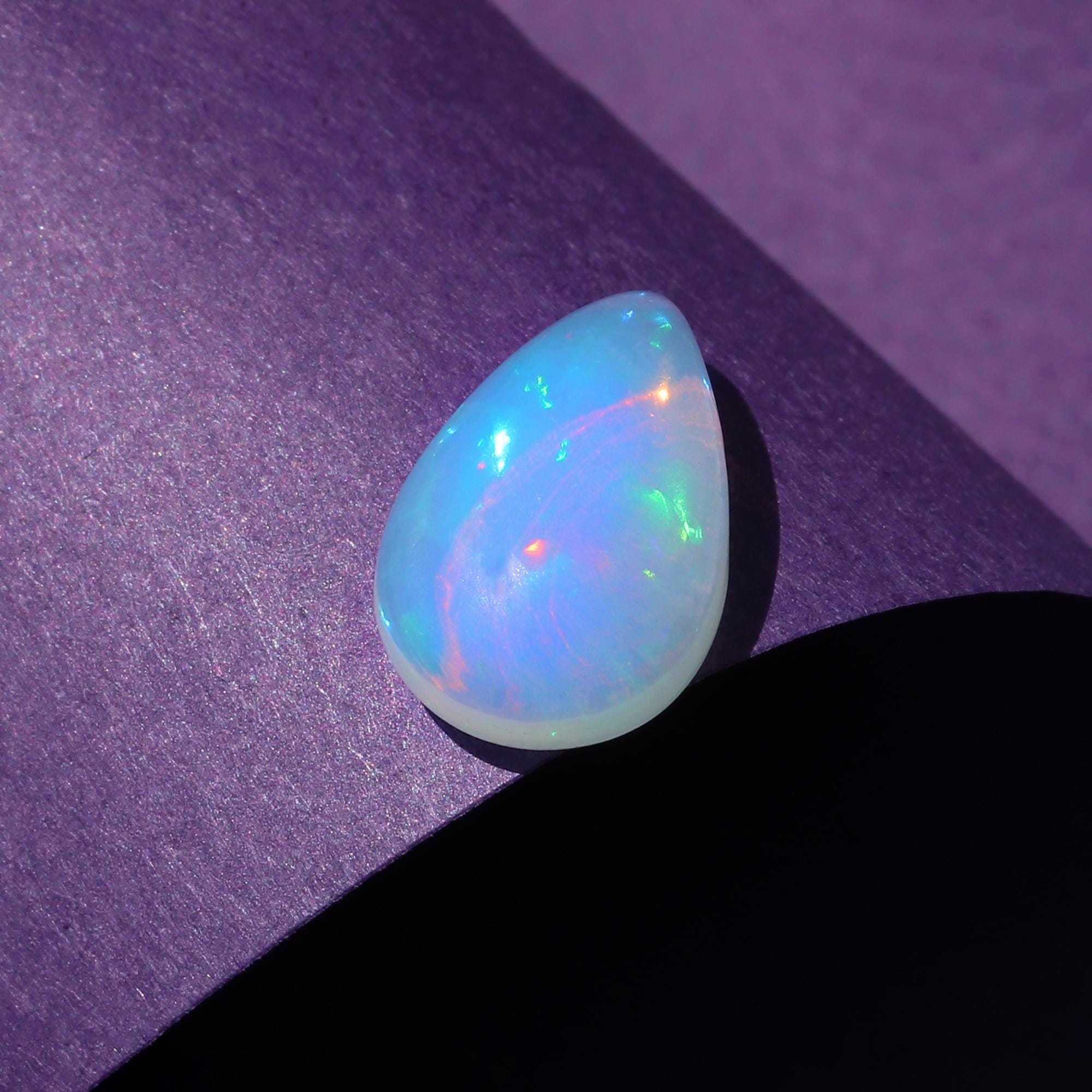 3.20 Carat Pear Welo Opal Cabochon: White Ethiopian Gemstone
