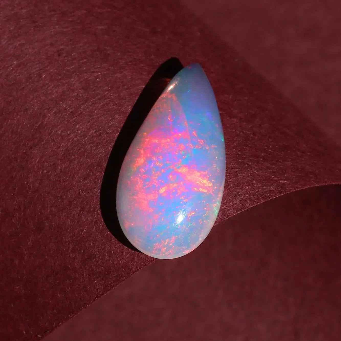 Ethiopian Opal Cabochon 2.80 Carat Pear-Shaped Fire Opal for Jewelry Making loose gemstones