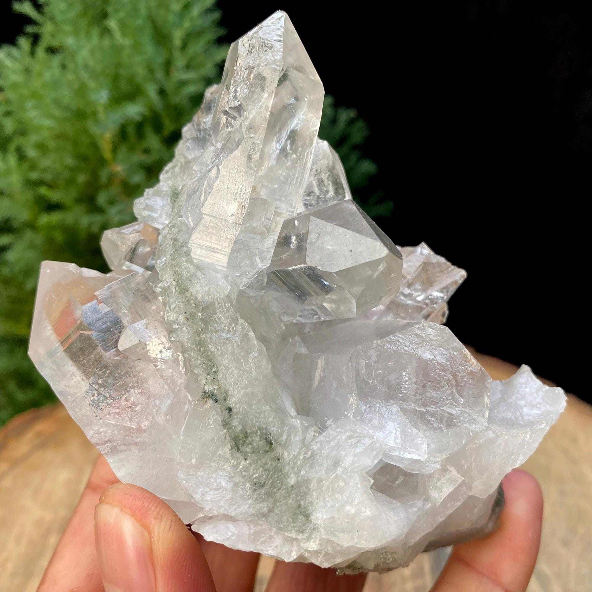 Clear Chlorite Quartz Point from Kullu Valley Raw Healing Crystal, Energy Cleansing Stone, 355gm