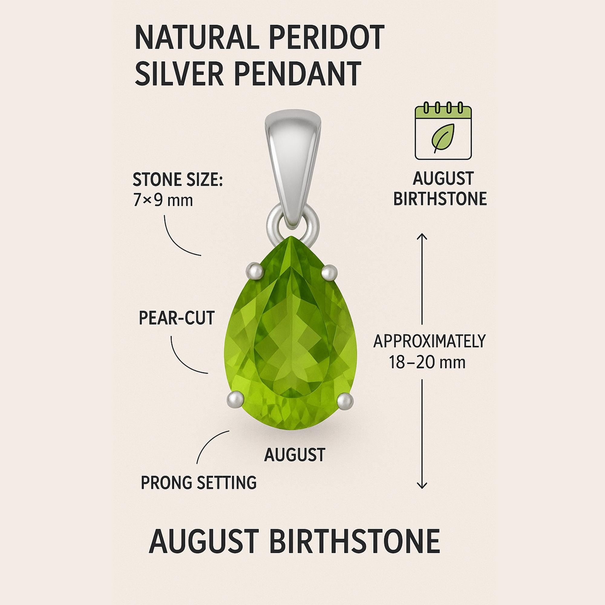 Pear-Cut Peridot Pendant: August Birthstone, Sterling Silver Necklace