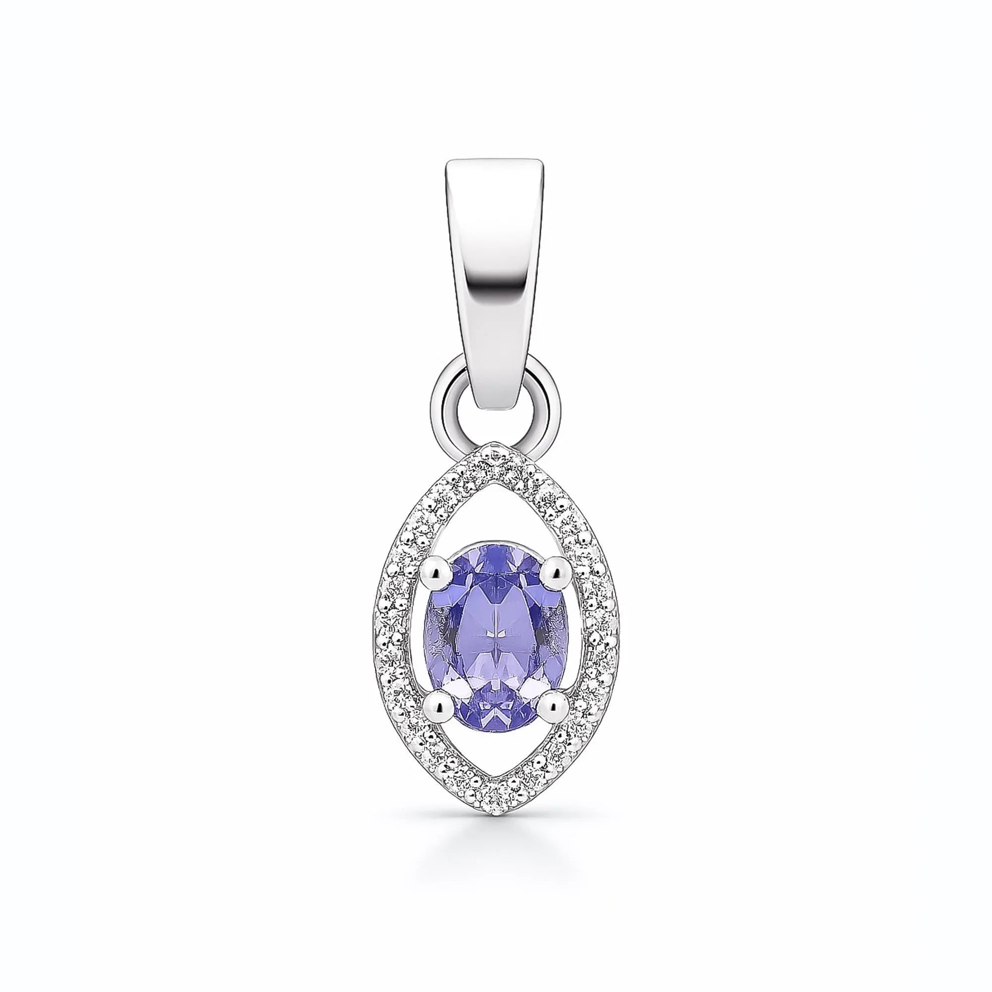 Tiny Tanzanite Pendant: Genuine Blue Gemstone, Sterling Silver - Himalya Quartz
