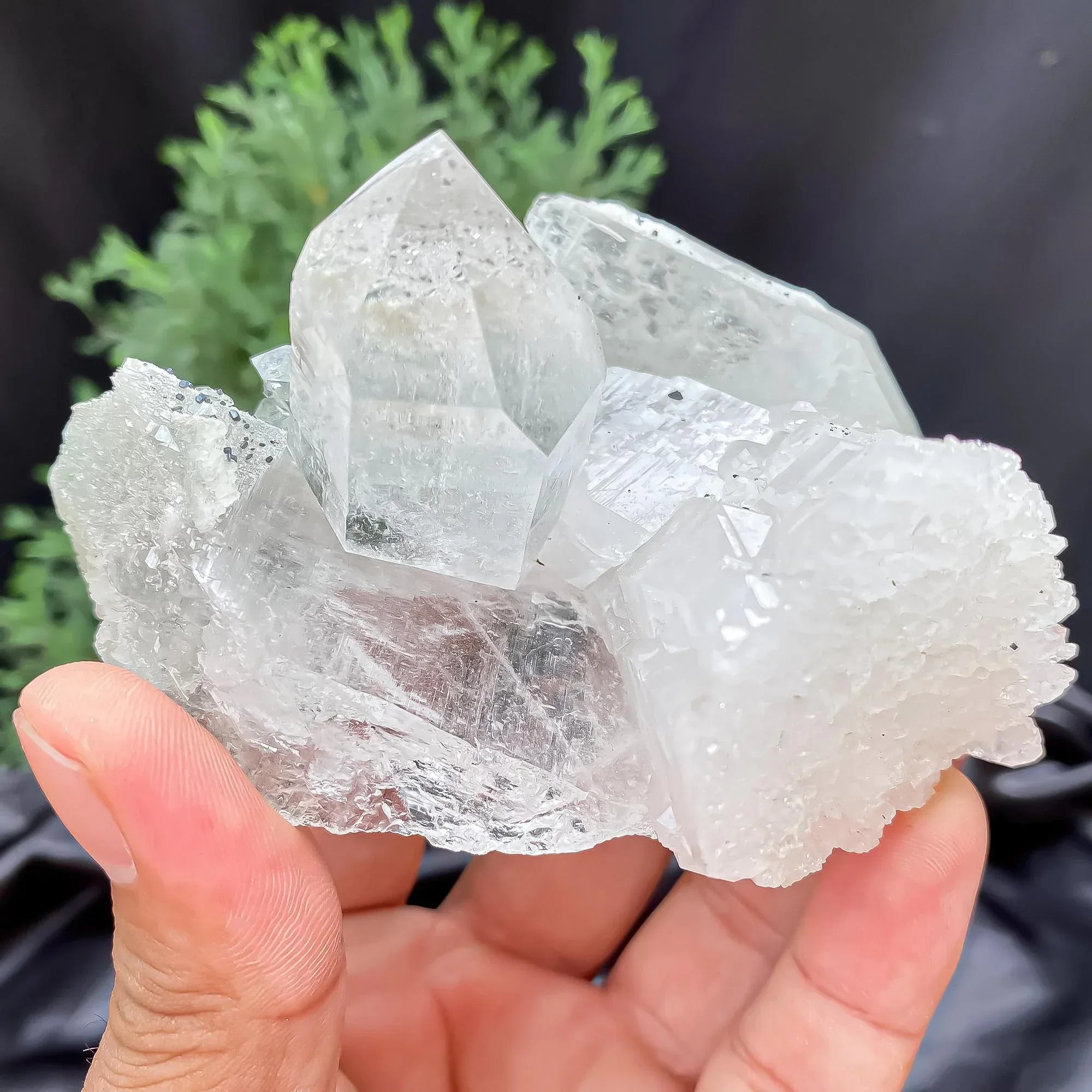 Raw Clear Quartz with Black Anatase & Green Chlorite 275gm Natural Himalayan Crystal, Mineral Rough Himalayan Quartz