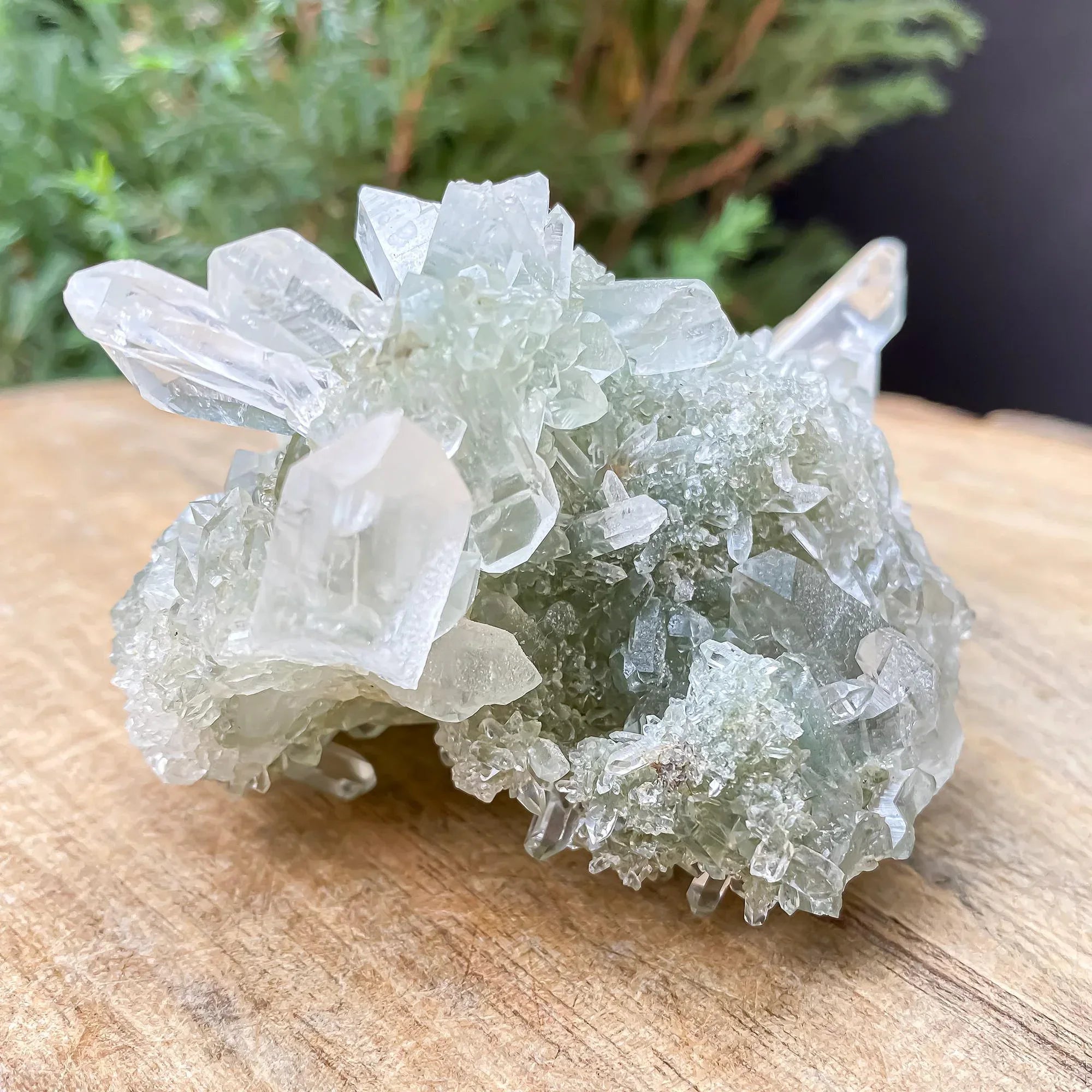 Himalayan Green Chlorite Quartz Cluster: Raw Healing Crystal, Meditation Stone 255gm Himalayan Quartz
