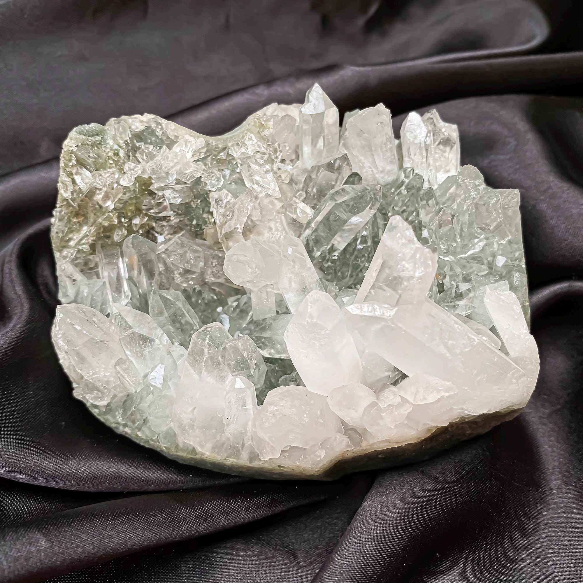 Himalayan Green Chlorite Quartz Cluster: Natural Healing Crystal, 670gm