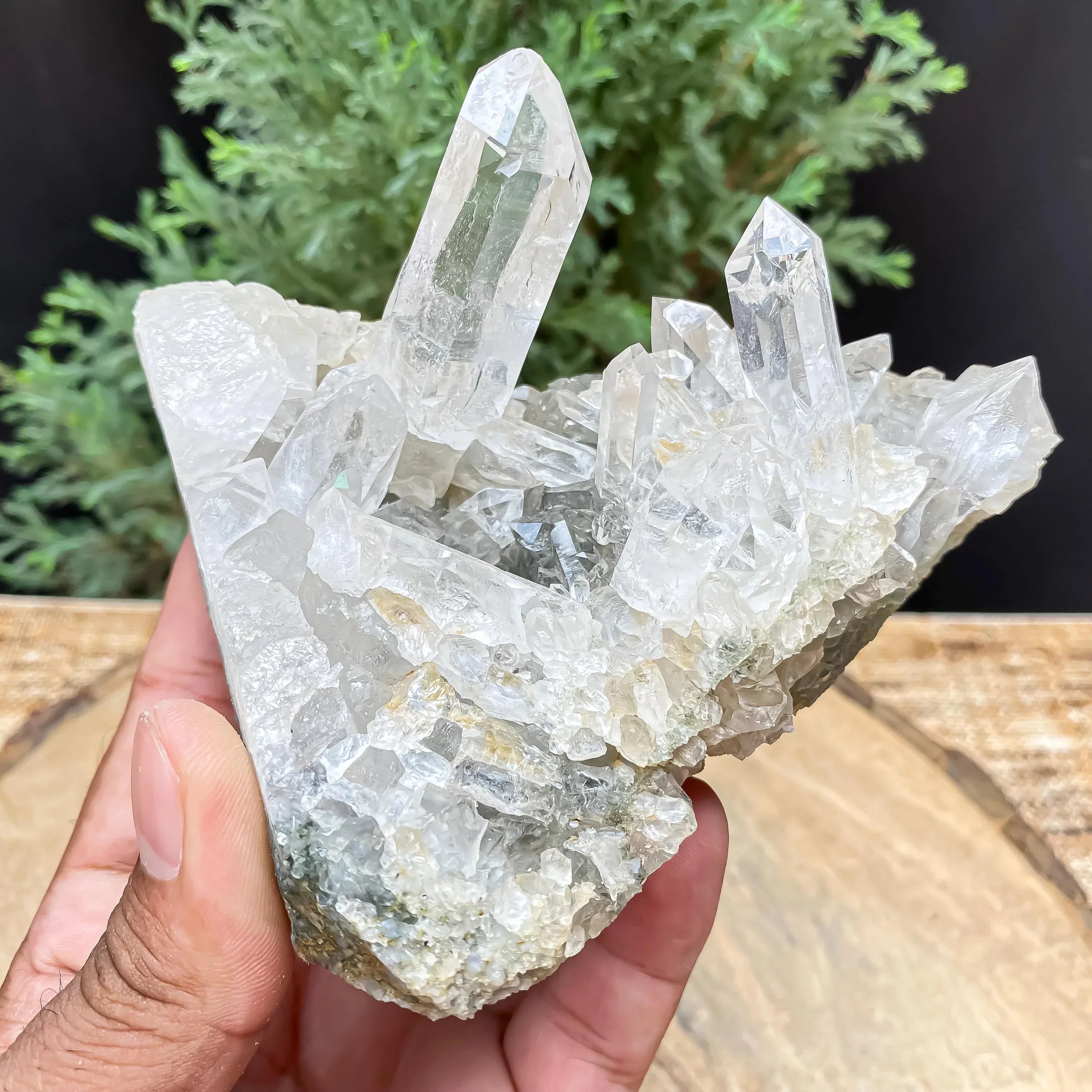 Himalayan Green Chlorite Quartz Cluster 435gm Raw Mineral Specimen for Healing & Home Decor Himalayan Quartz