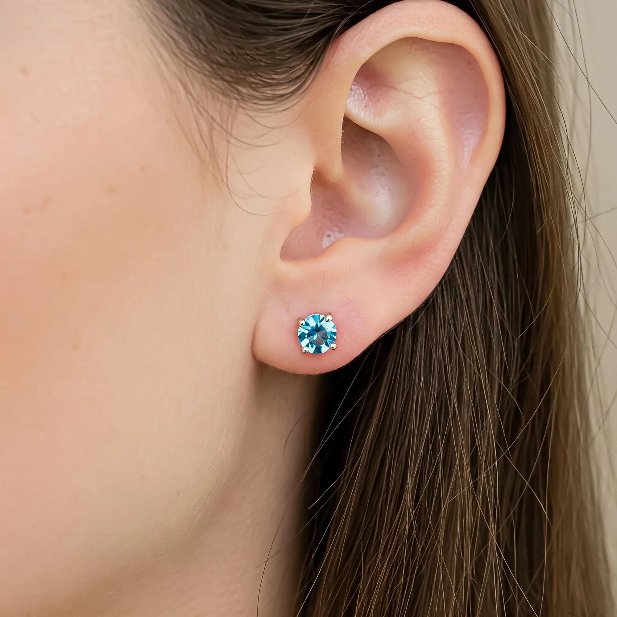 Swiss Blue Topaz Stud Earrings: 925 Sterling Silver, Handmade Minimalist Jewelry - Himalya Quartz
