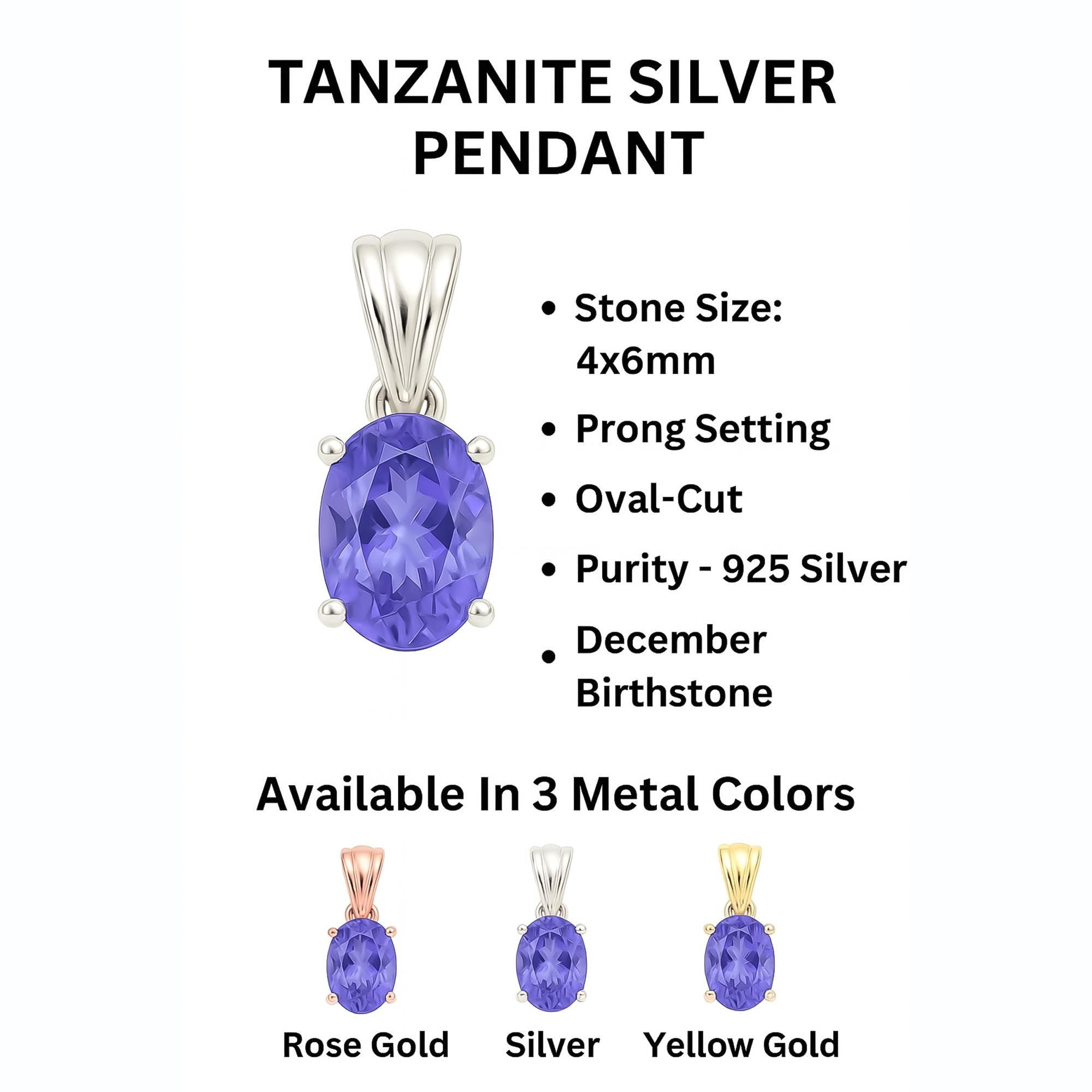 Faceted Tanzanite Sterling Silver Necklace: Vintage Style, December Birthstone