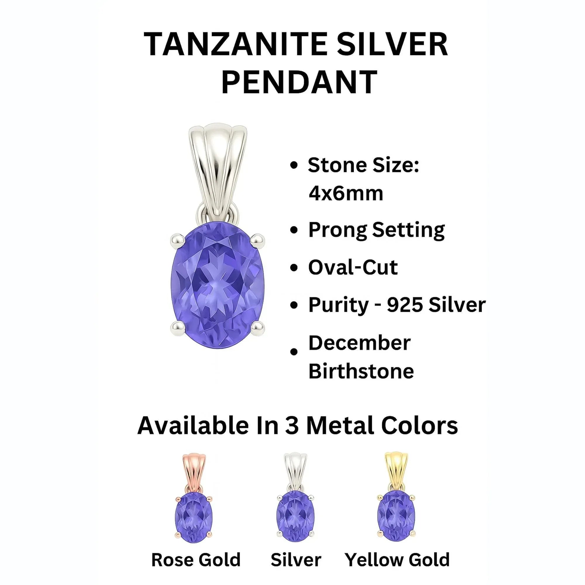 Faceted Tanzanite Sterling Silver Necklace: Vintage Style, December Birthstone jewelry