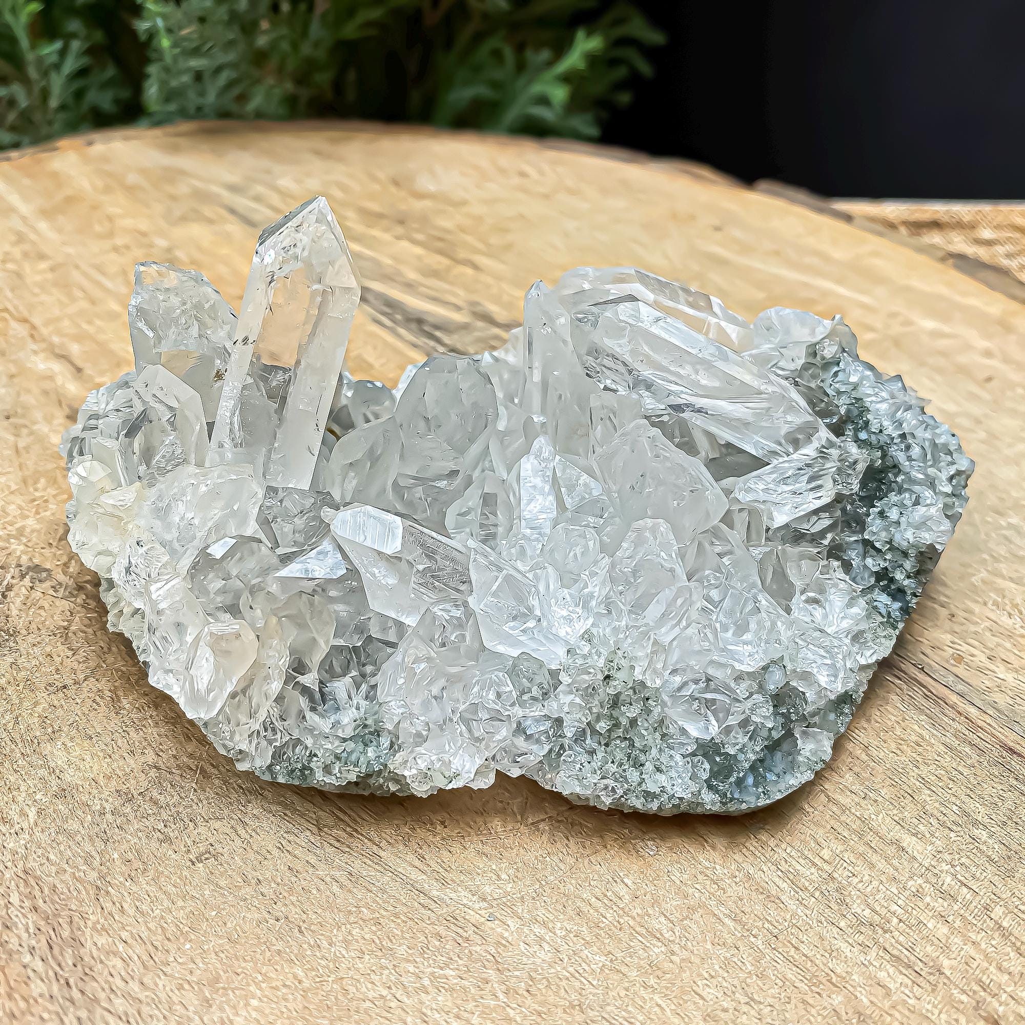 Natural Himalayan Green Chlorite Quartz Cluster 360gm Raw Healing Crystal for Meditation & Home Decor