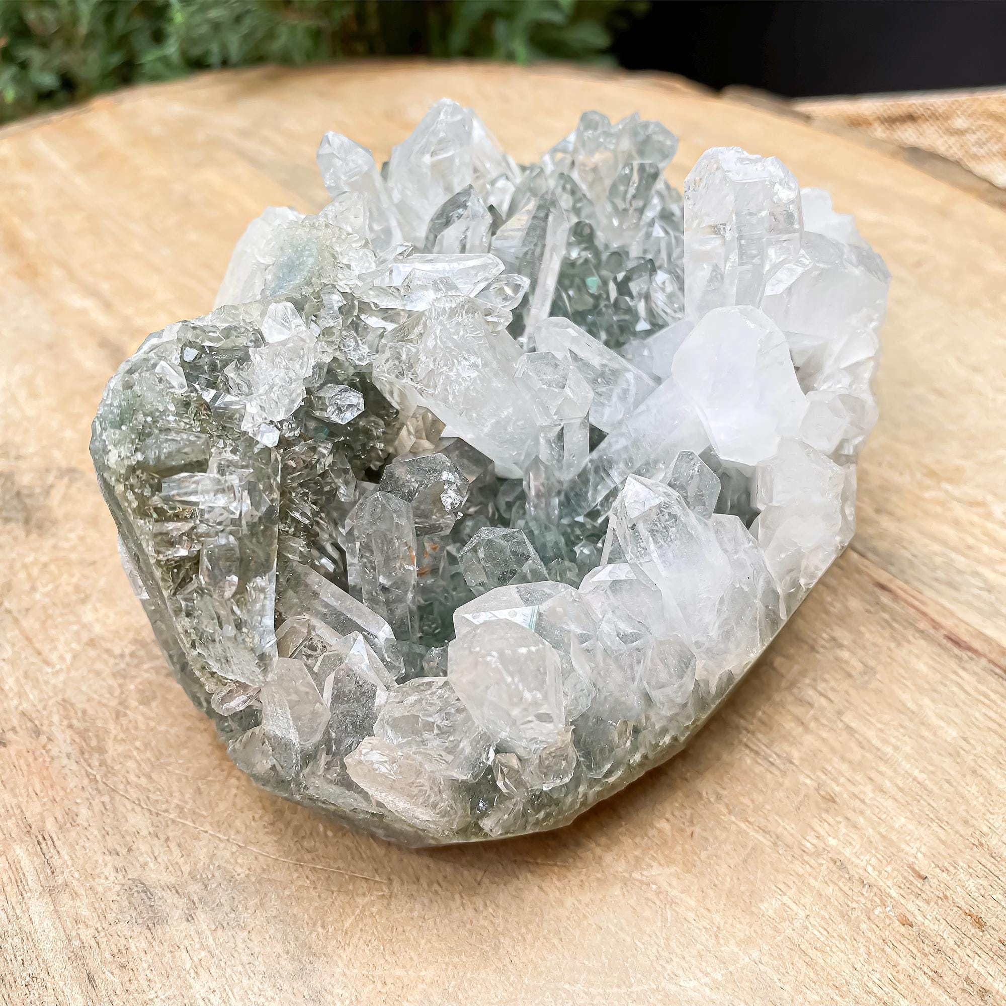 Himalayan Green Chlorite Quartz Cluster: Natural Healing Crystal, 670gm
