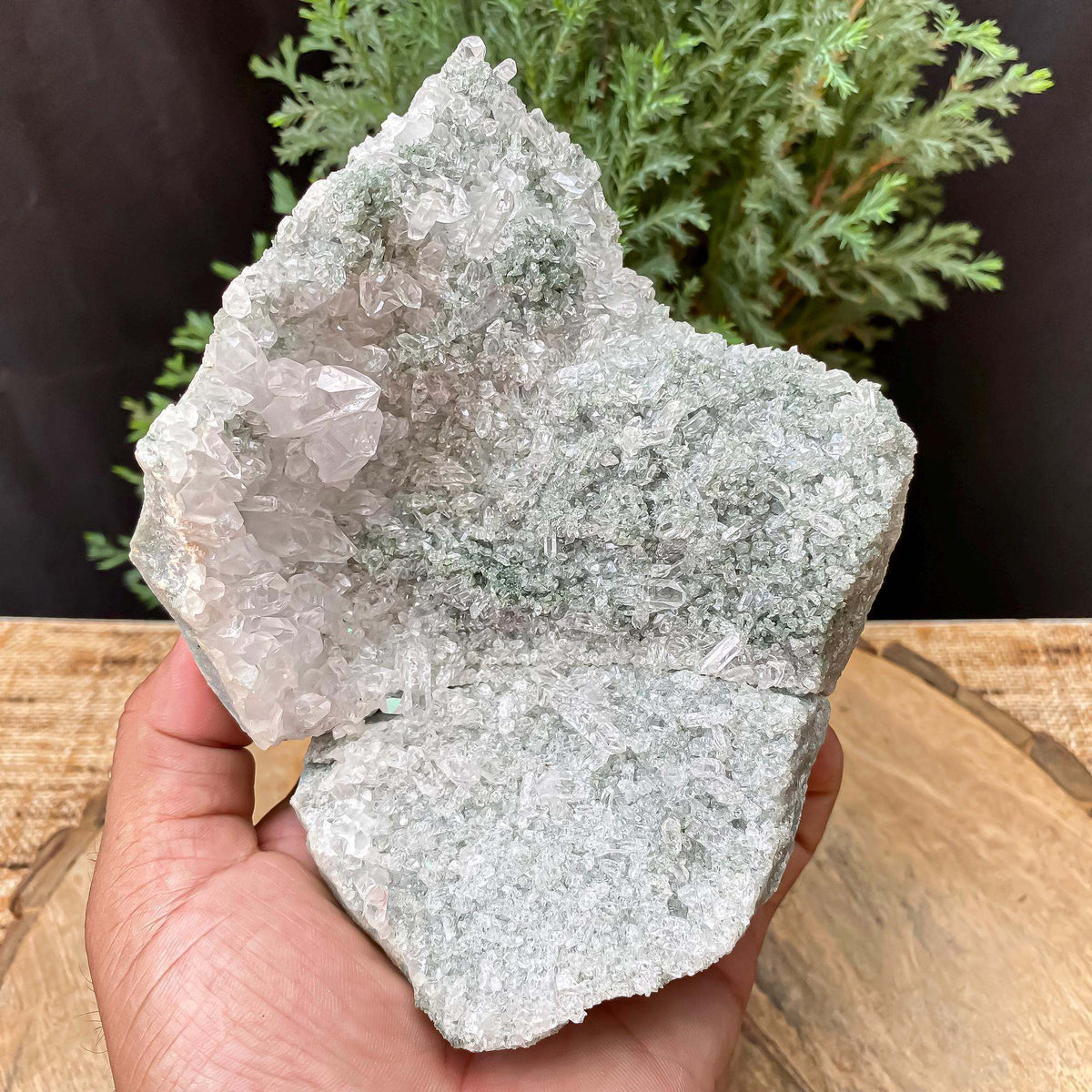 Himalayan Green Chlorite Quartz Cluster: Raw Healing Crystal, Home Decor 845gm Himalayan Quartz