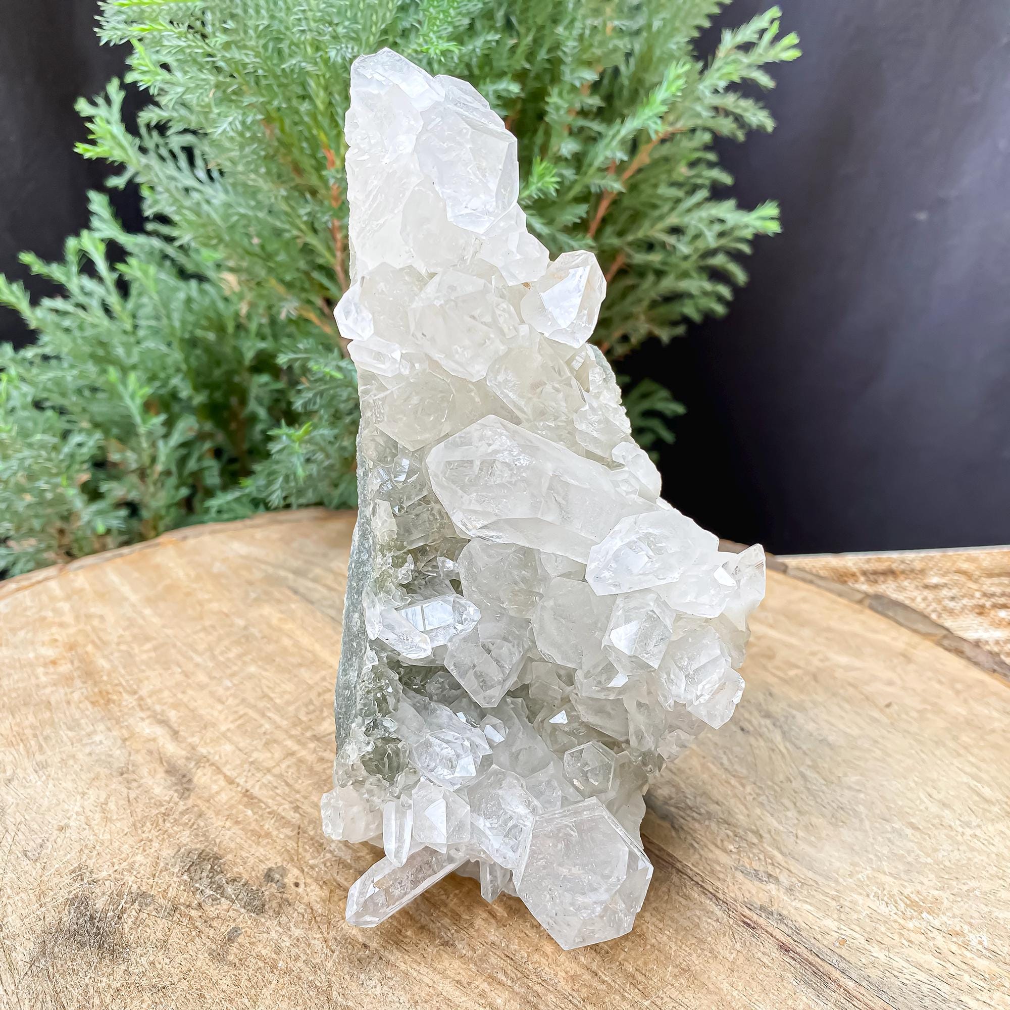 Himalayan Green Chlorite Quartz Cluster: Natural Healing Crystal Rough, 565gm