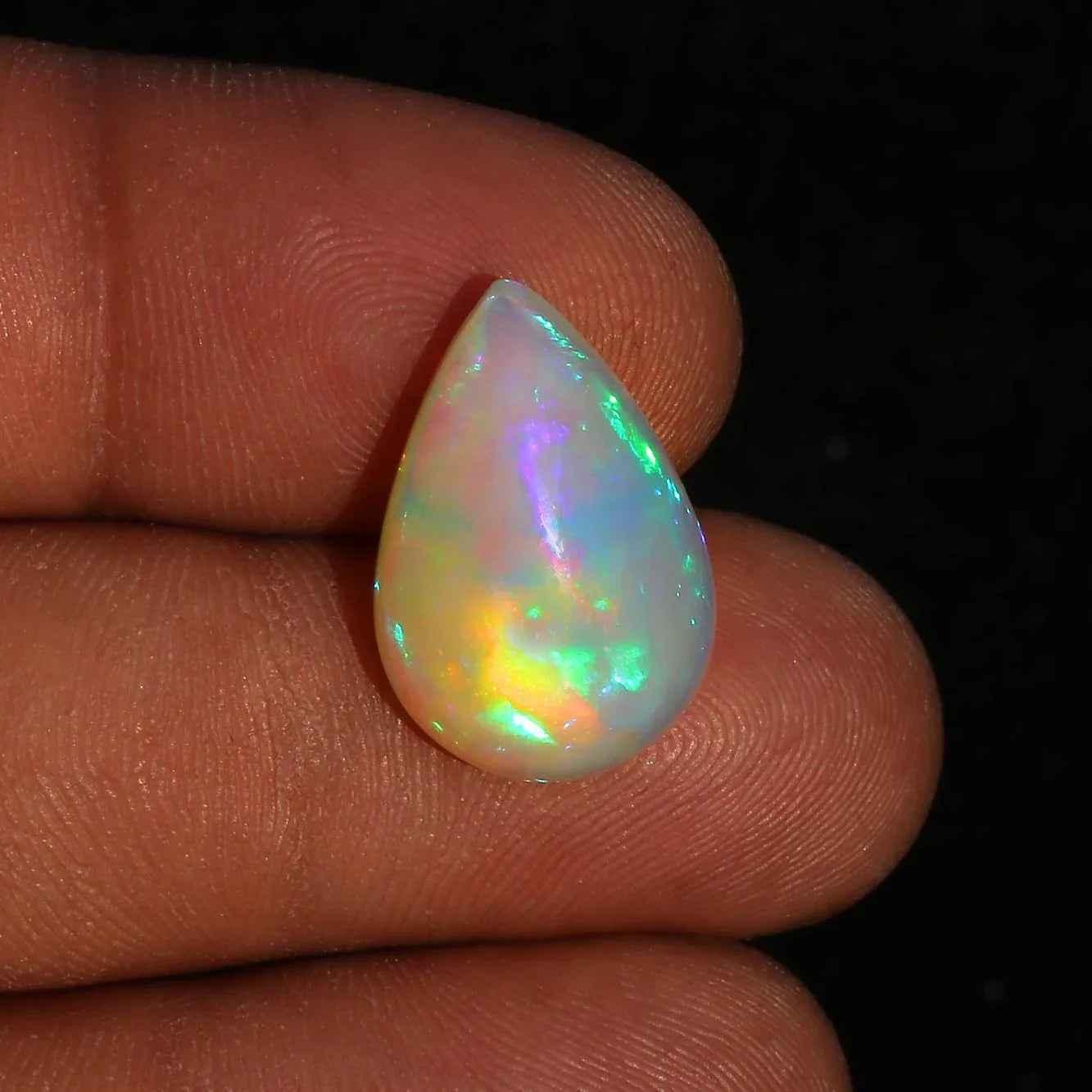 Ethiopian Opal Gemstone: 7.82 Carat Pear Cabochon for Jewelry loose gemstones