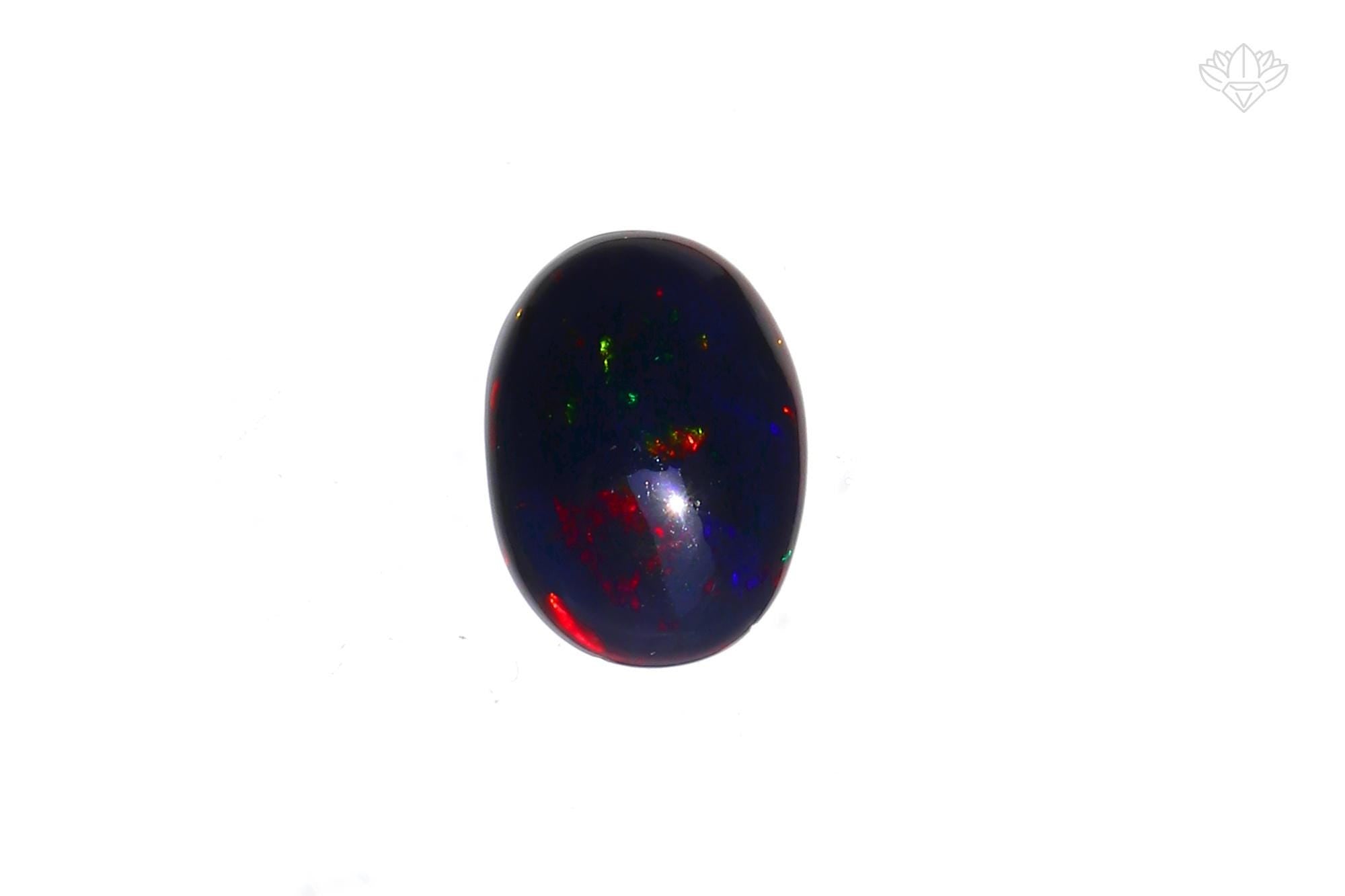 Ethiopian Black Opal Cabochon: 3.84 ct Oval Gemstone, 13x14 mm