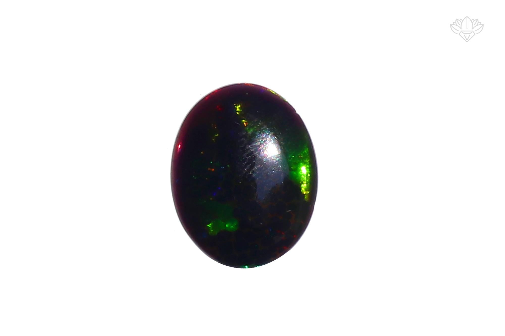 Ethiopian Black Opal Cabochon: Multi-Fire Gemstone (13x16 mm, 4.16ct