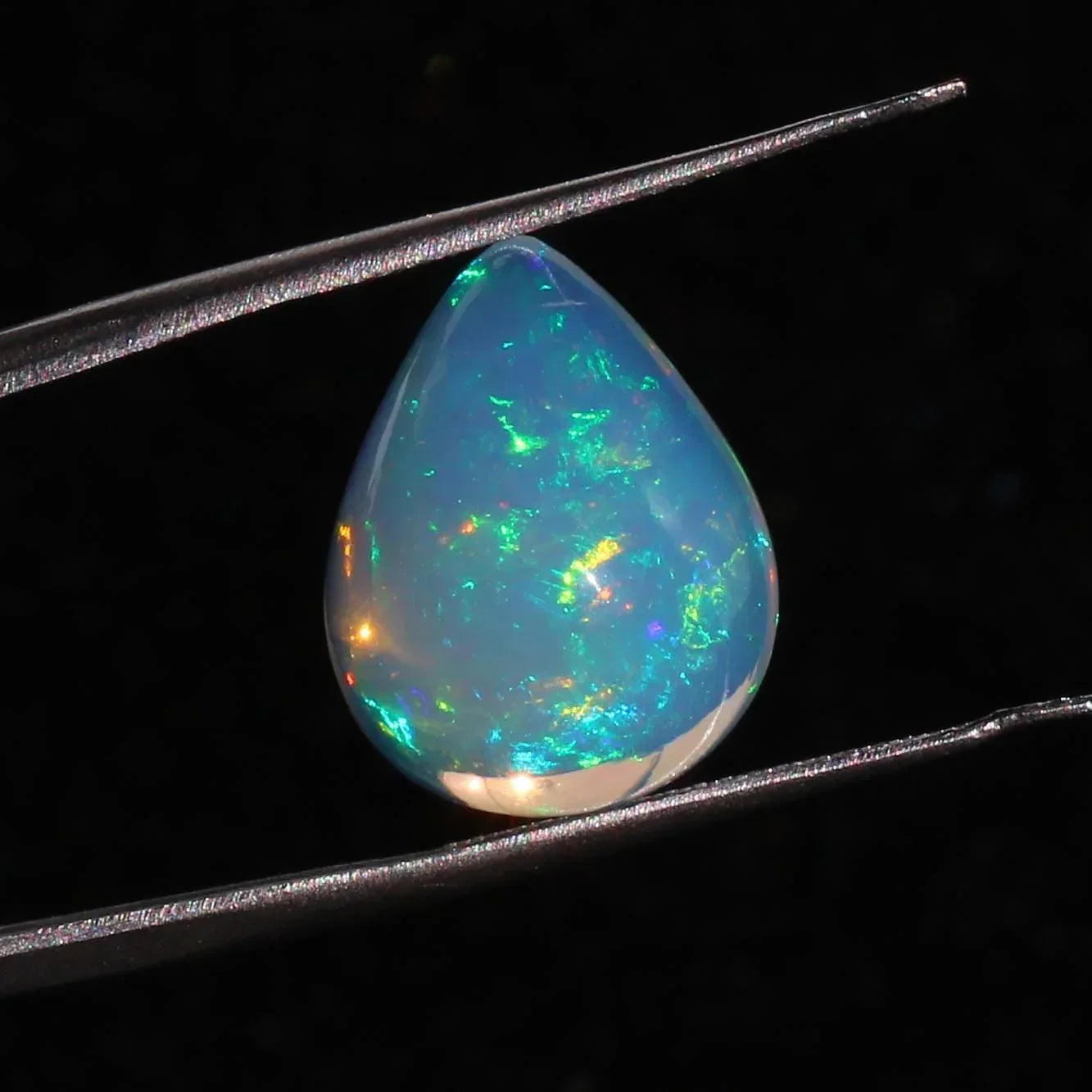 AAA Ethiopian Welo Opal Cabochon: Pear Cut Gemstone, October Birthstone (16x13 mm, 8.04 Cts) loose gemstones