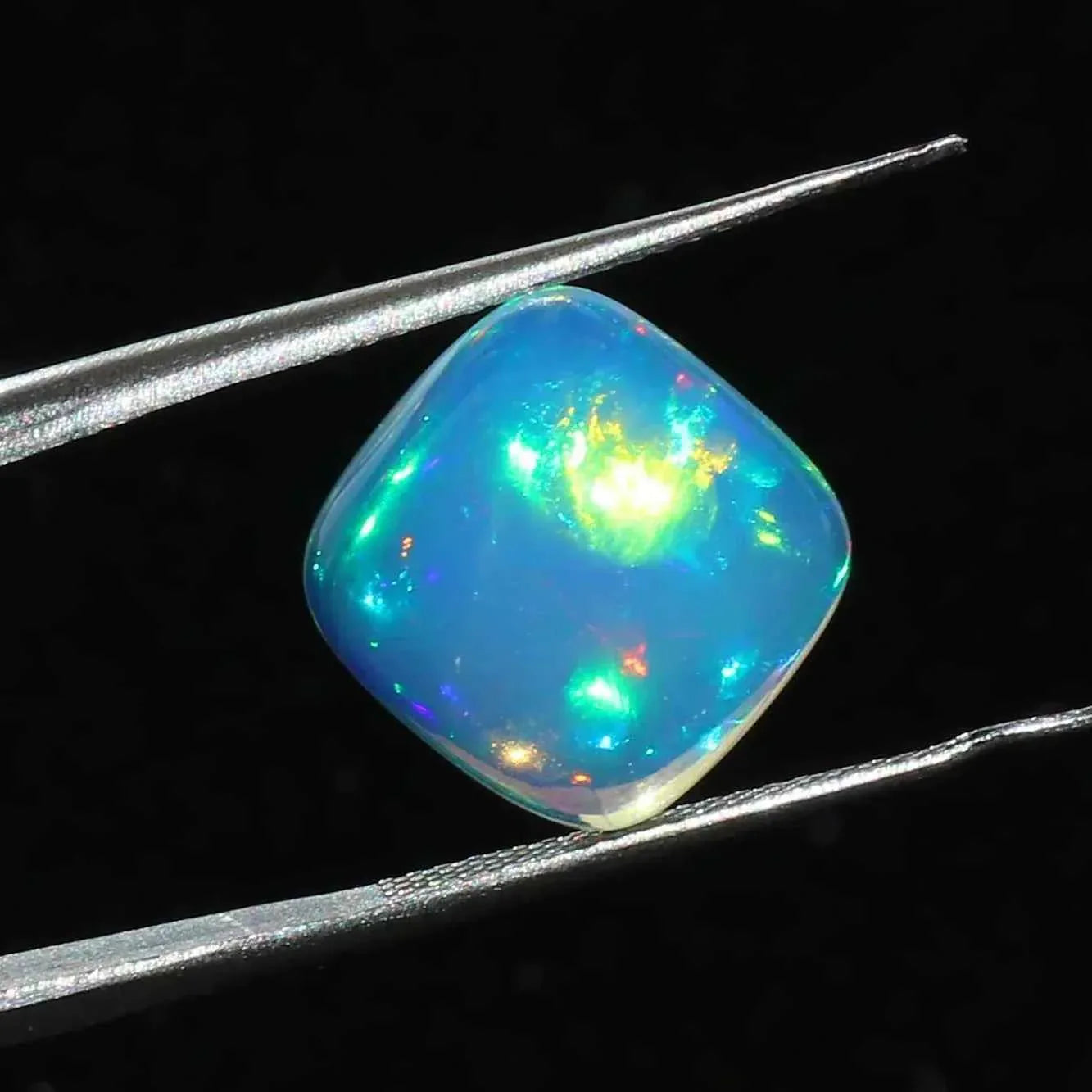 Welo Fire Opal Cabochon: 4.93ct Cushion Cut Ethiopian Gemstone loose gemstones