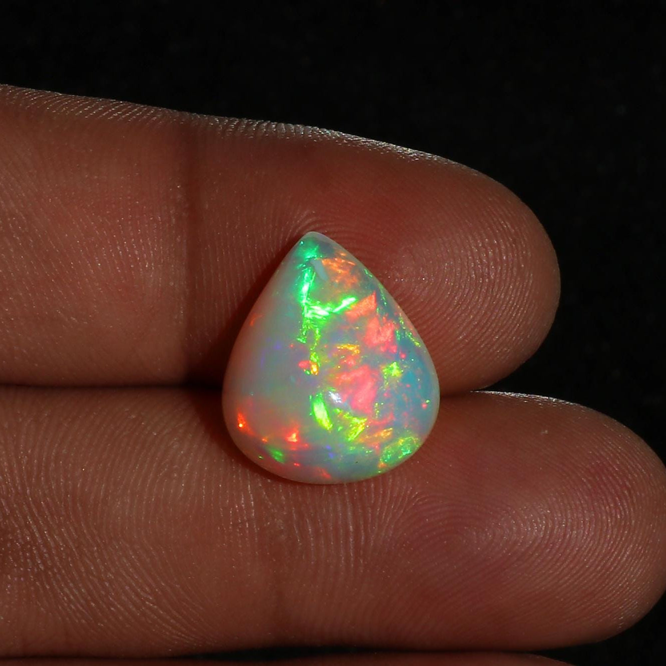 White Ethiopian Opal 7.94ct Pear Cabochon – 14x16mm Untreated Natural Gemstone EPW 196