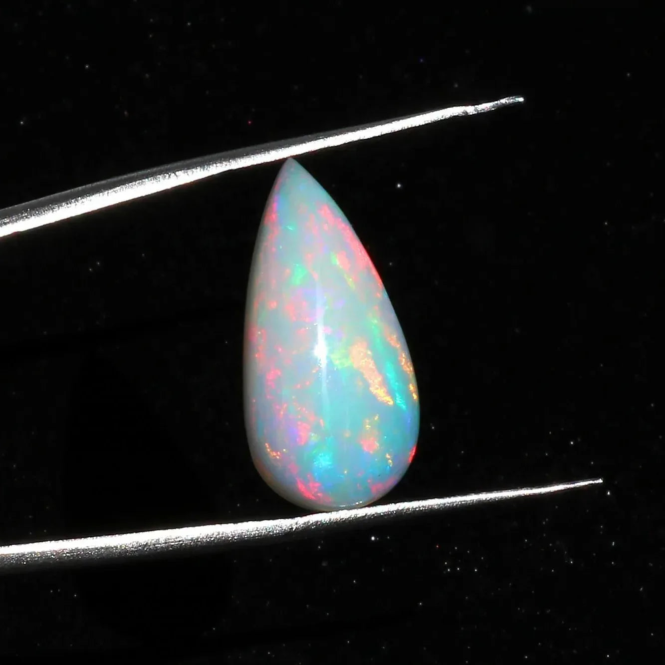7.53 Ct Ethiopian Welo Opal Cabochon: Rainbow Fire Pear Gemstone loose gemstones