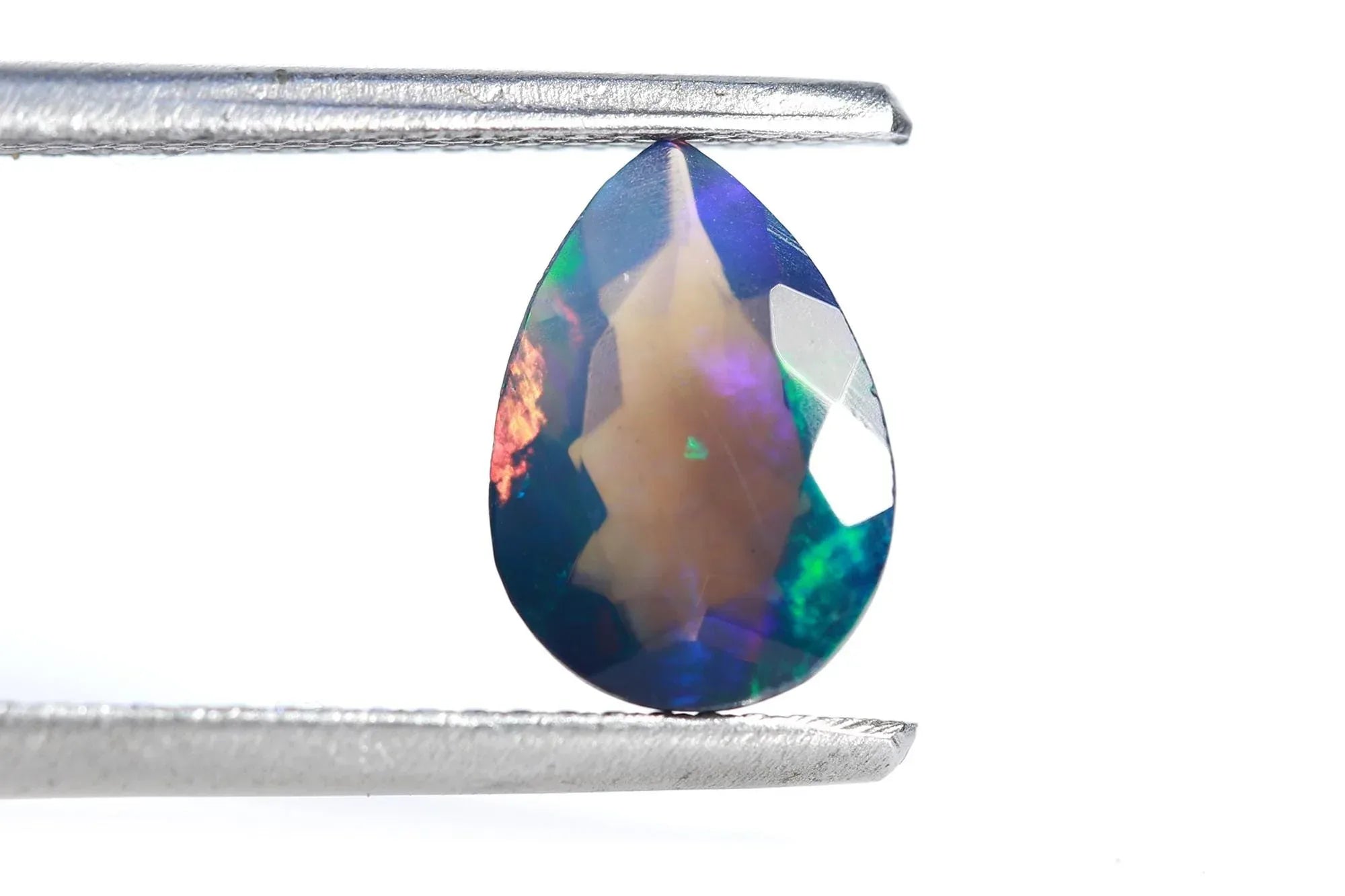 Ethiopian Black Opal Gemstone: 7x10mm Faceted Pear Cut, 1.12 Cts loose gemstones