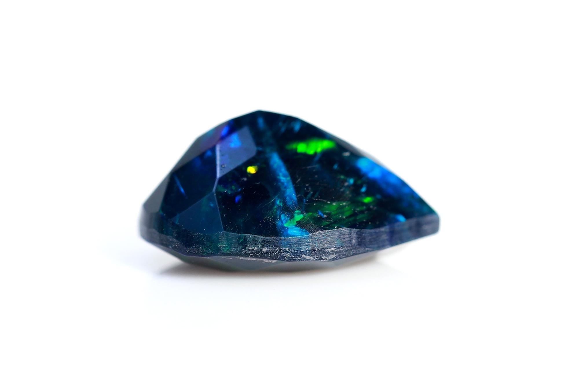 Ethiopian Black Opal Gemstone: 1.26 Cts, 7x10mm Faceted Cut Stone