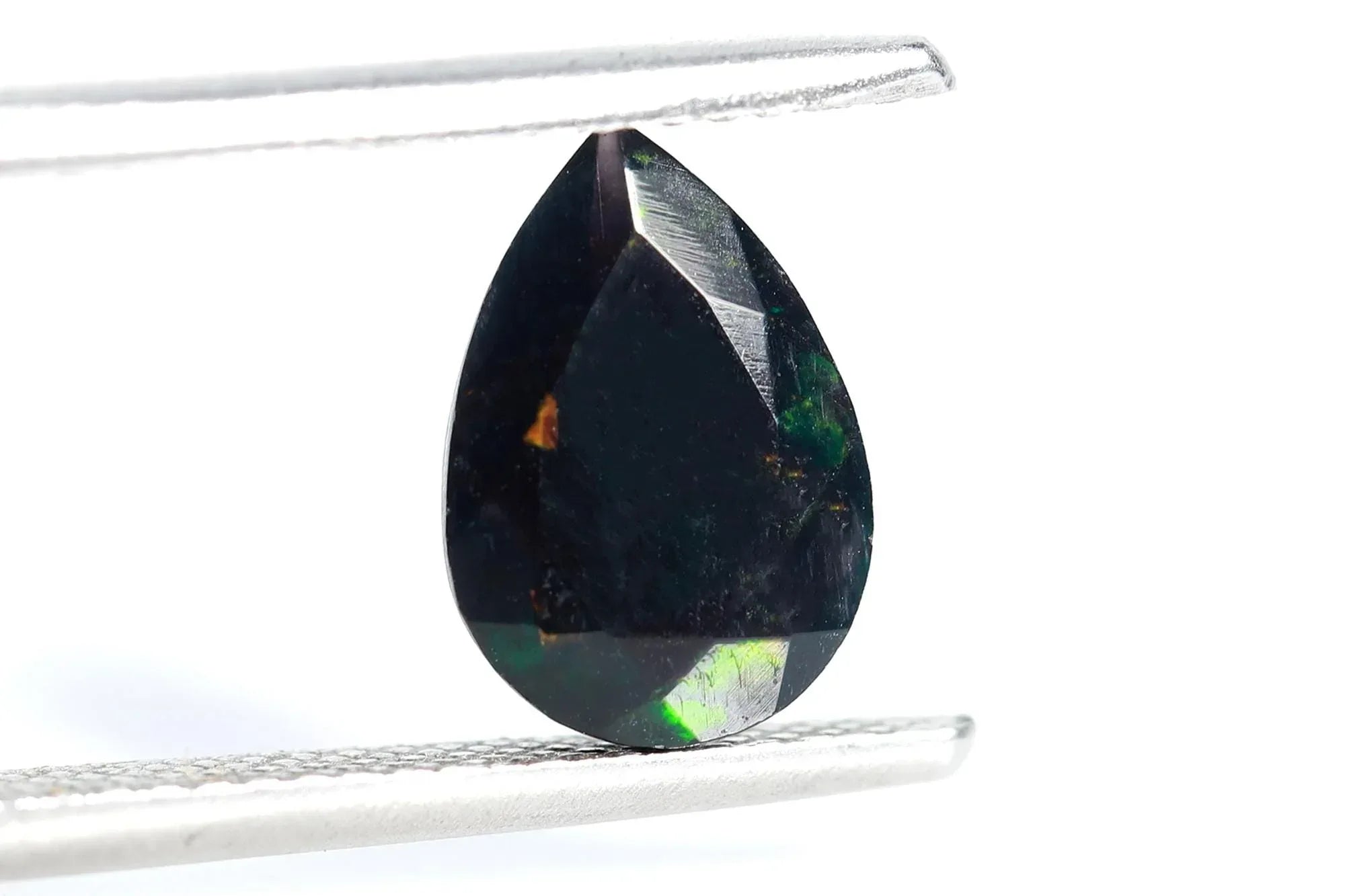 Ethiopian Black Opal Stone: 7x11mm Pear Cabochon, Multi-Fire Gemstone loose gemstones