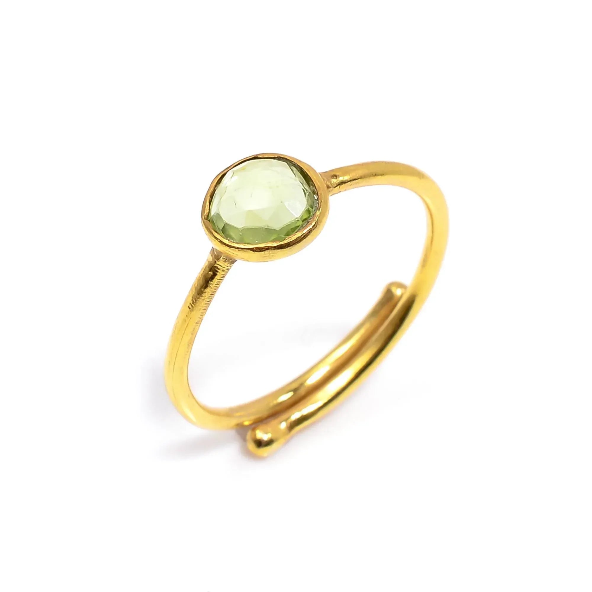 Adjustable Peridot Ring: Sterling Silver Bohemian Gemstone