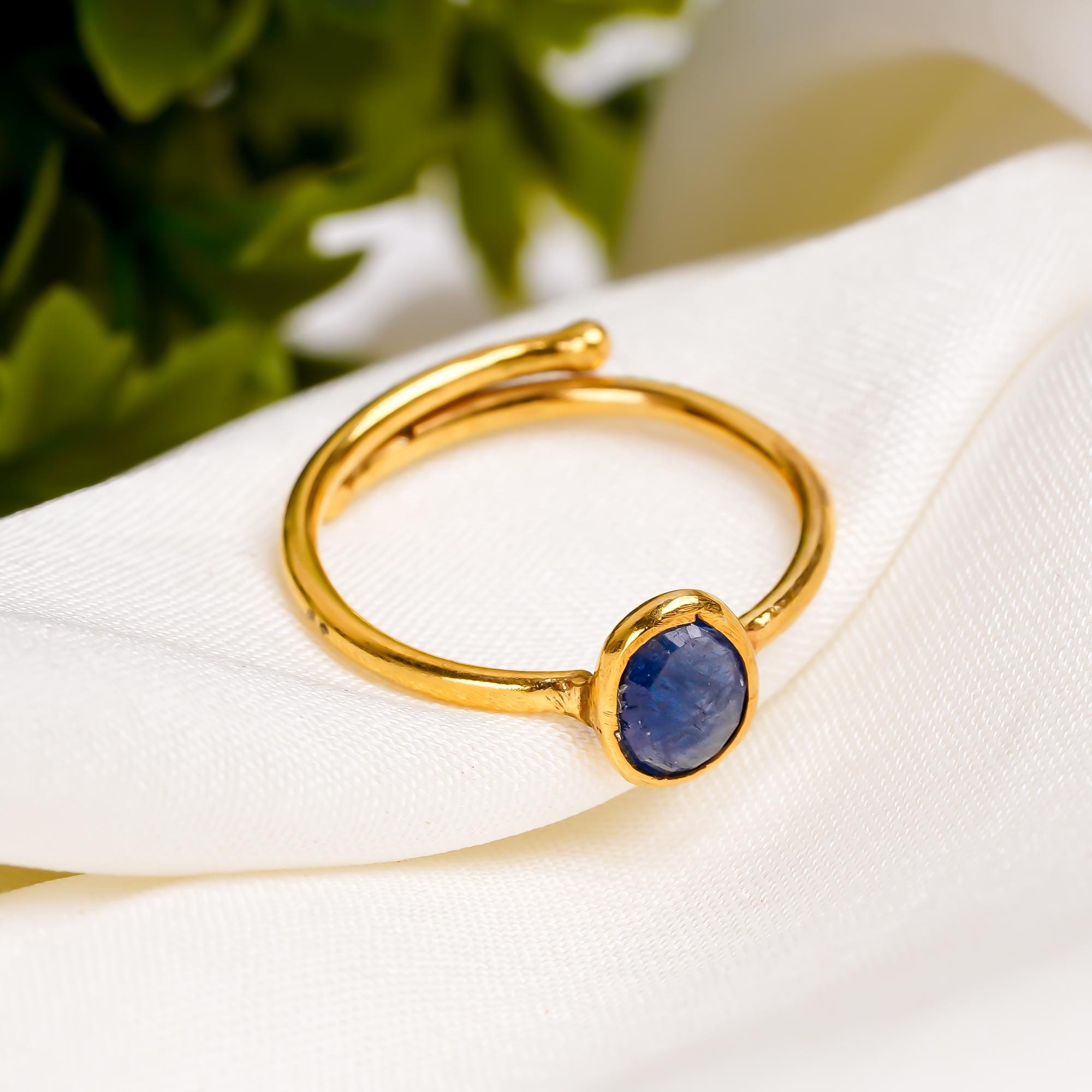 Elegant Blue Sapphire Ring: Adjustable Sterling Silver Gemstone, September Birthstone