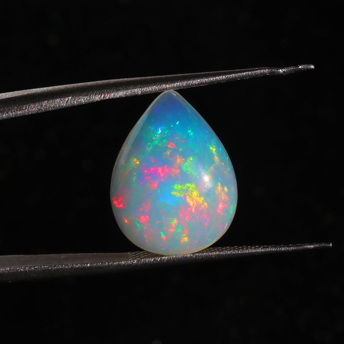 Welo Opal Cabochon: Ethiopian Pear-Shape Gemstone, AAA Quality, 12x16mm