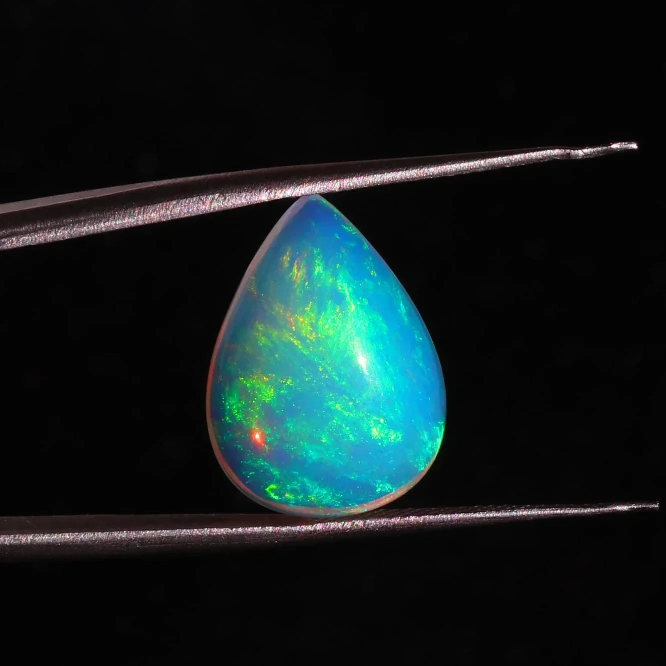 Welo Opal Cabochon: 5.68 ct Pear Shape Ethiopian Gemstone, 13x18mm loose gemstones