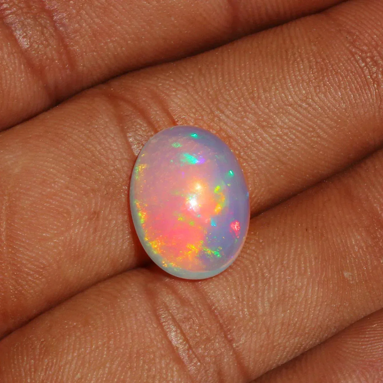 Welo Opal Cabochon: Natural Ethiopian Fire Opal, October Birthstone (6.85 Cts, 12x16mm) loose gemstones