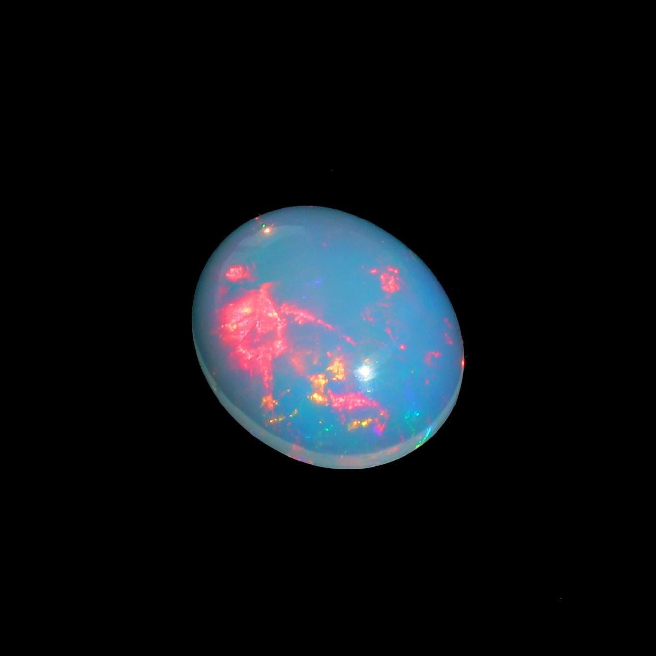 Welo Fire Opal Cabochon: Natural Ethiopian Gemstone, October Birthstone (4.08 Cts, 12x14mm)
