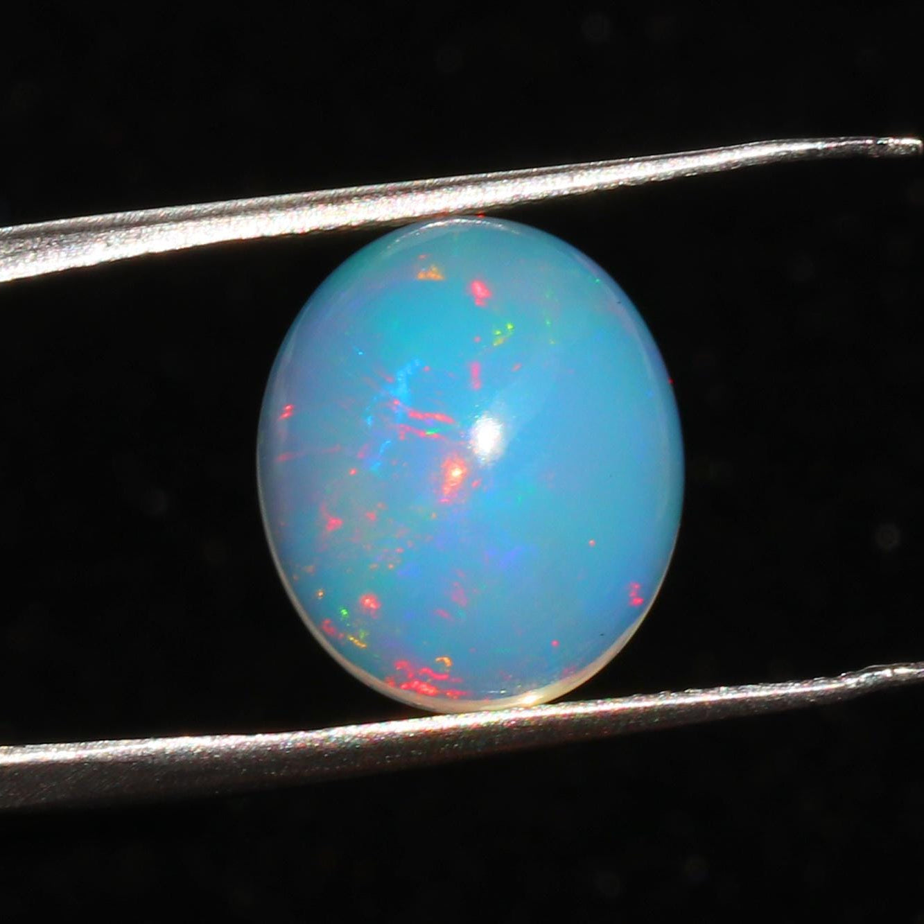 Welo Fire Opal Cabochon: Natural Ethiopian Gemstone, October Birthstone (4.08 Cts, 12x14mm)
