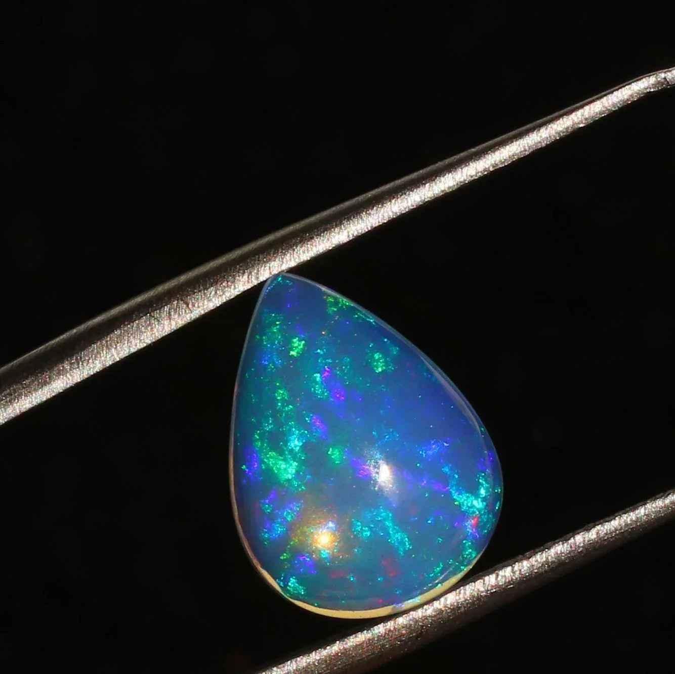 Ethiopian Welo Opal Pear Cabochon - 3.07ct Multi-Fire October Birthstone Gemstone (13x10mm) loose gemstones