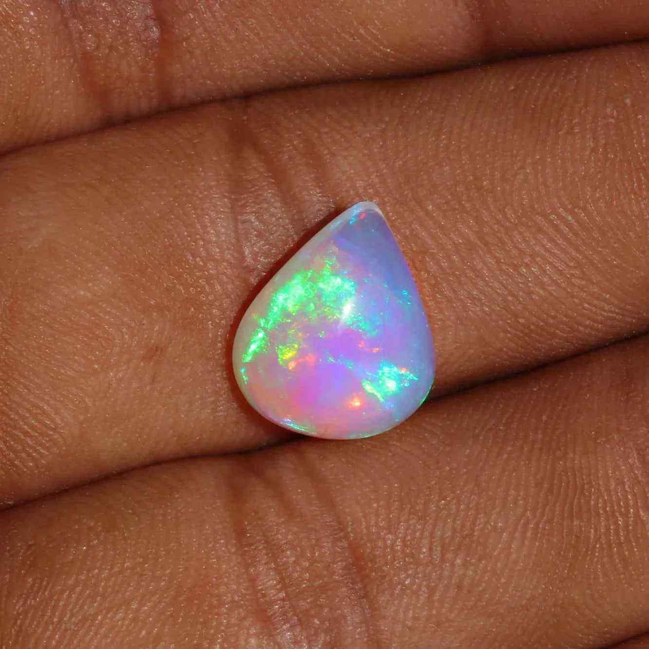 Welo Opal Gemstone - Ethiopian Opal Pear Shape October Birthstone (16x12mm, 3.68 Ct) Loose Gemstones