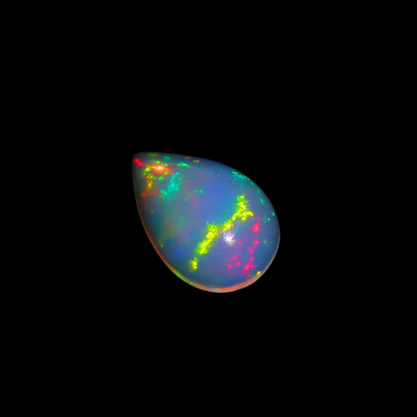 Ethiopian Fire Opal Cabochon: AAA Pear Cut Natural Gemstone, 1.76 Ct