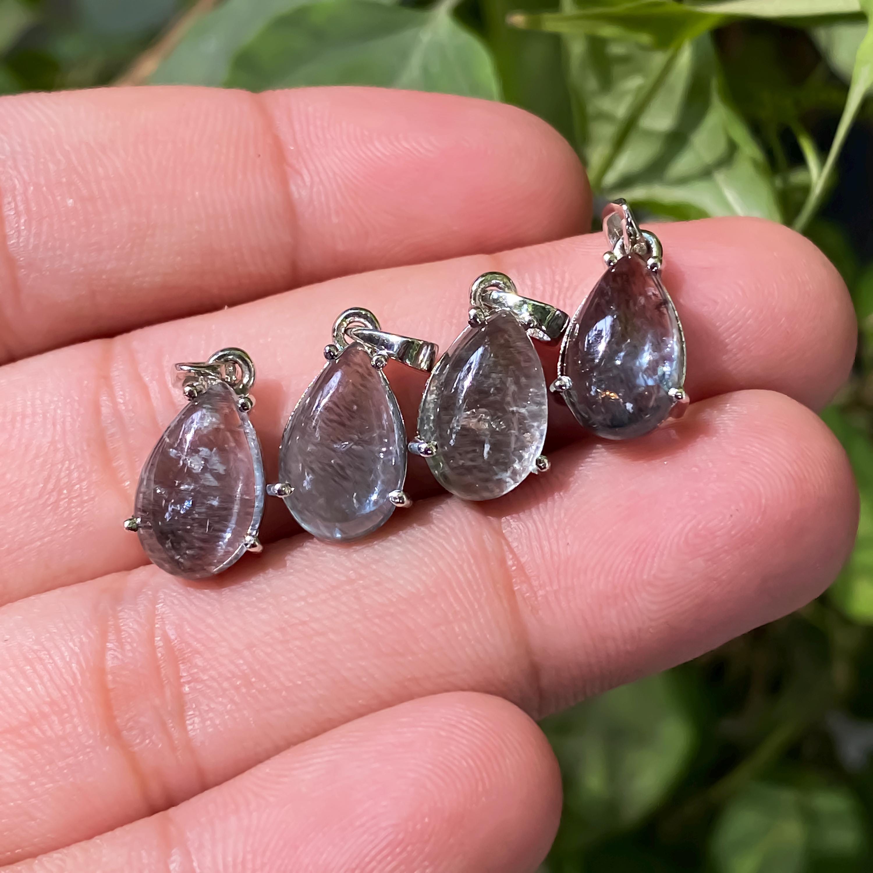 Moss Aqua Gemstone Pendant: 925 Sterling Silver Boho Necklace