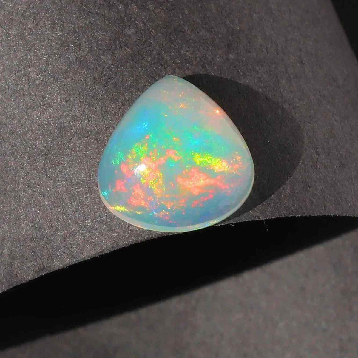 Welo Ethiopian Opal Cabochon: 10mm Heart Gemstone, Natural Fire (2.3 ct Loose Gemstones