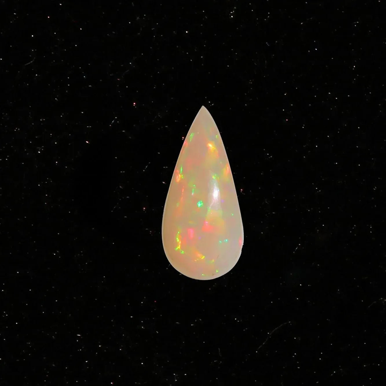 Ethiopian Welo Opal Cabochon: Rainbow Fire Pear Gemstone, 8.73 ct loose gemstones