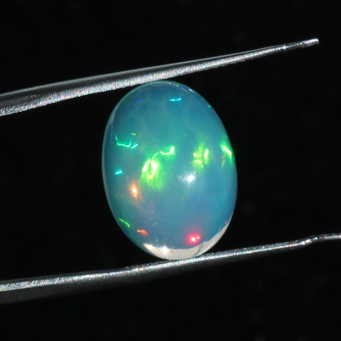 3.21 Carat Ethiopian Opal Cabochon: White Fire Opal Oval Gemstone
