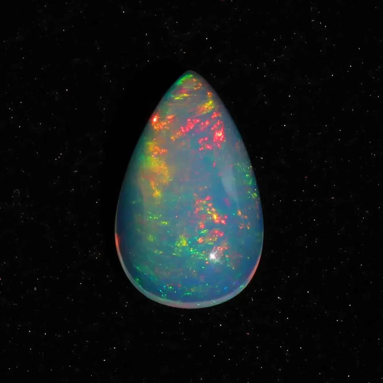 Ethiopian Welo Opal Cabochon: Rainbow Fire Pear-Shape Gemstone, 6.91 CT loose gemstones
