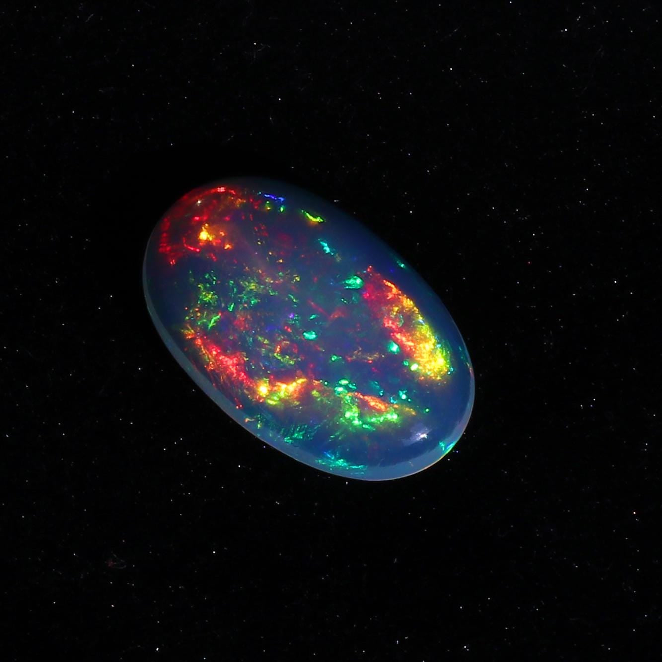 Ethiopian Opal Stone: 12x20mm White Multi-Fire Cabochon