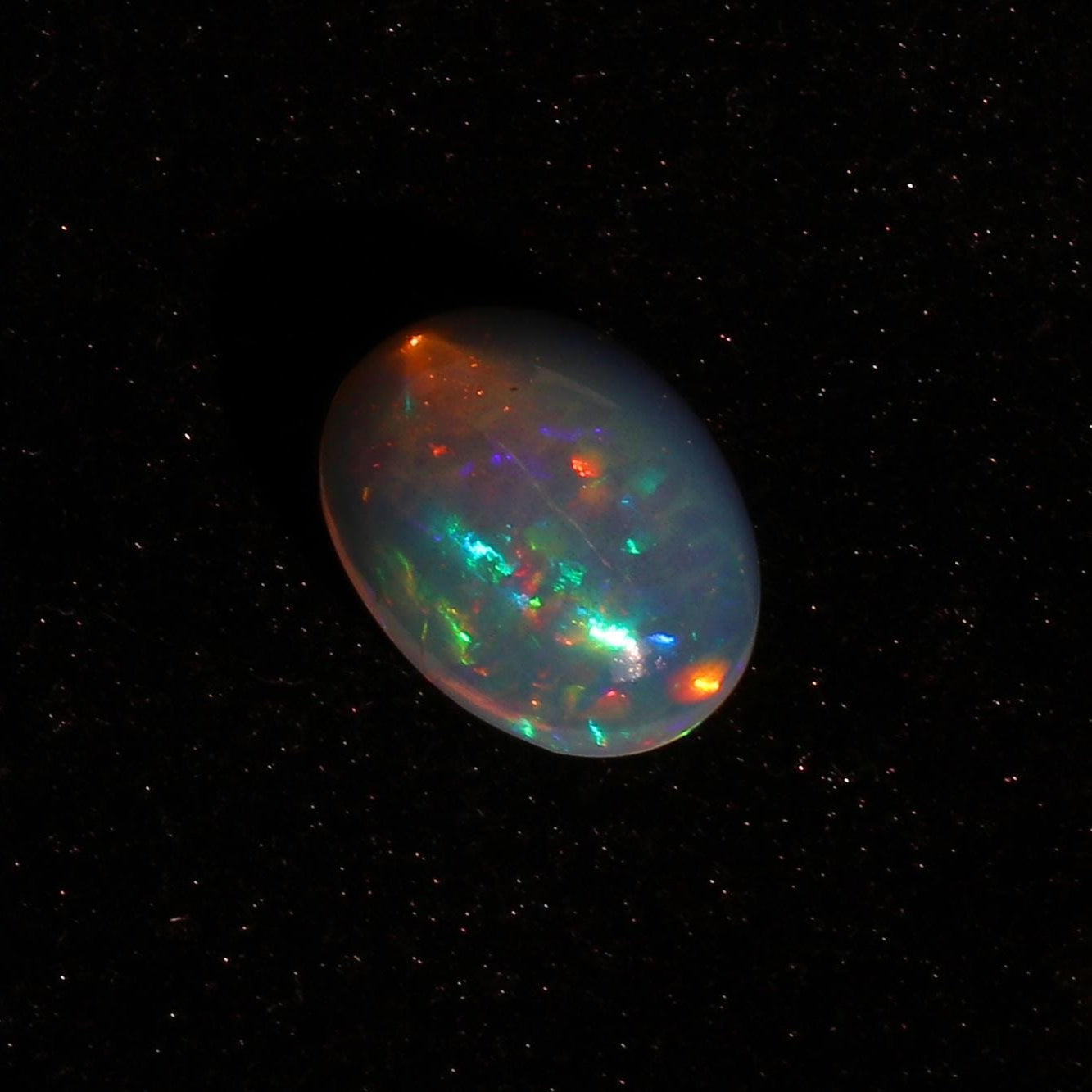 Welo Fire Opal Cabochon: 3.85 ct Ethiopian Gemstone, October Birthstone